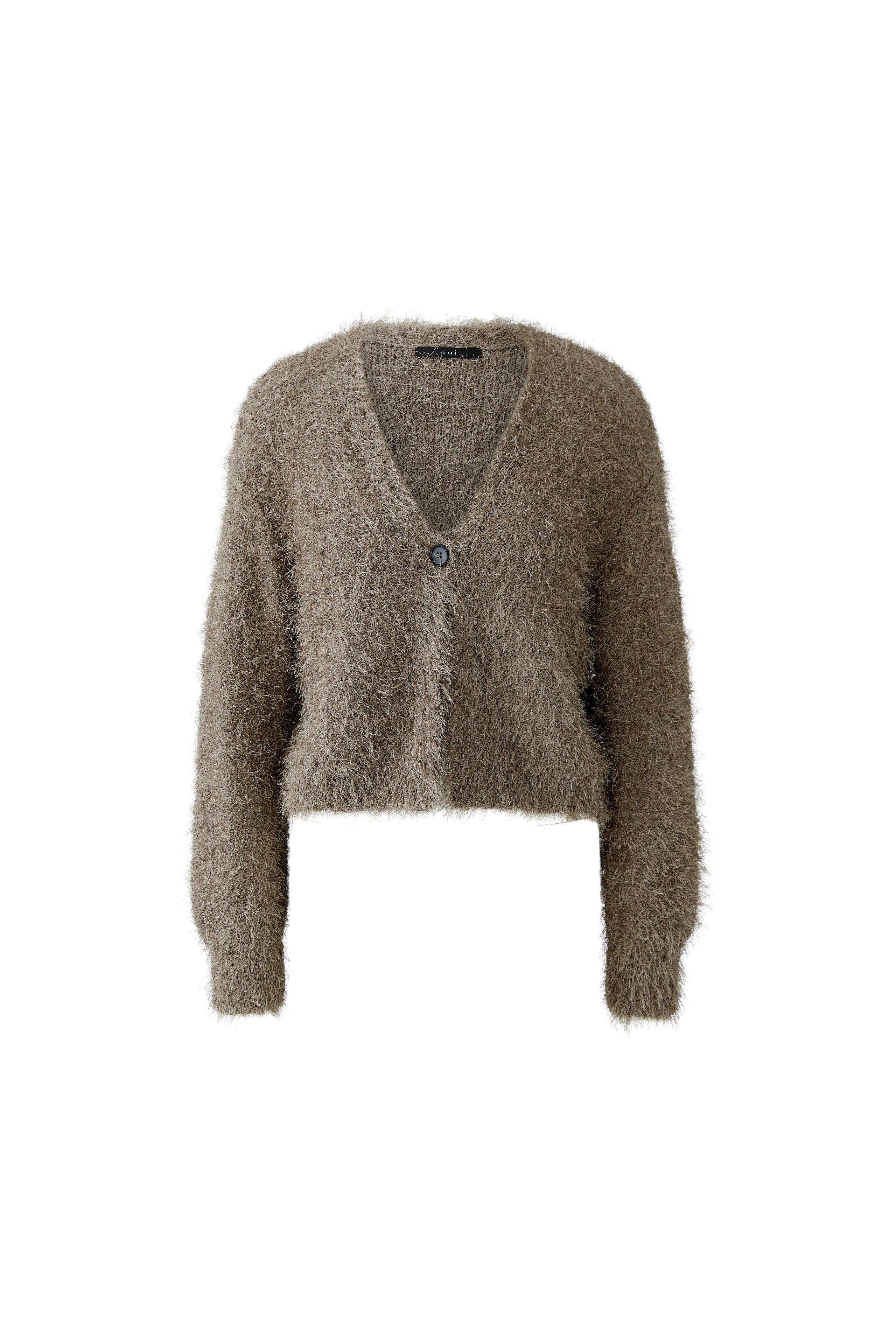 Fringed Knit Cardigan - Taupe