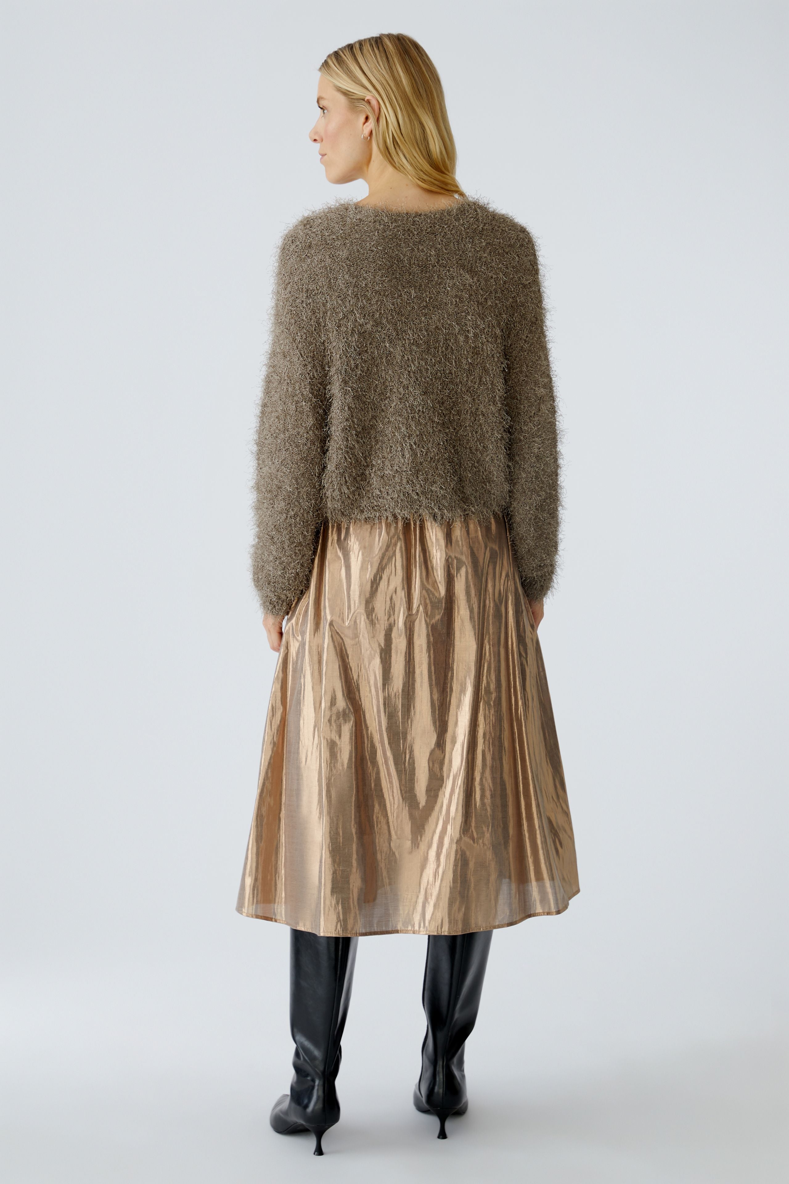 Fringed Knit Cardigan - Taupe