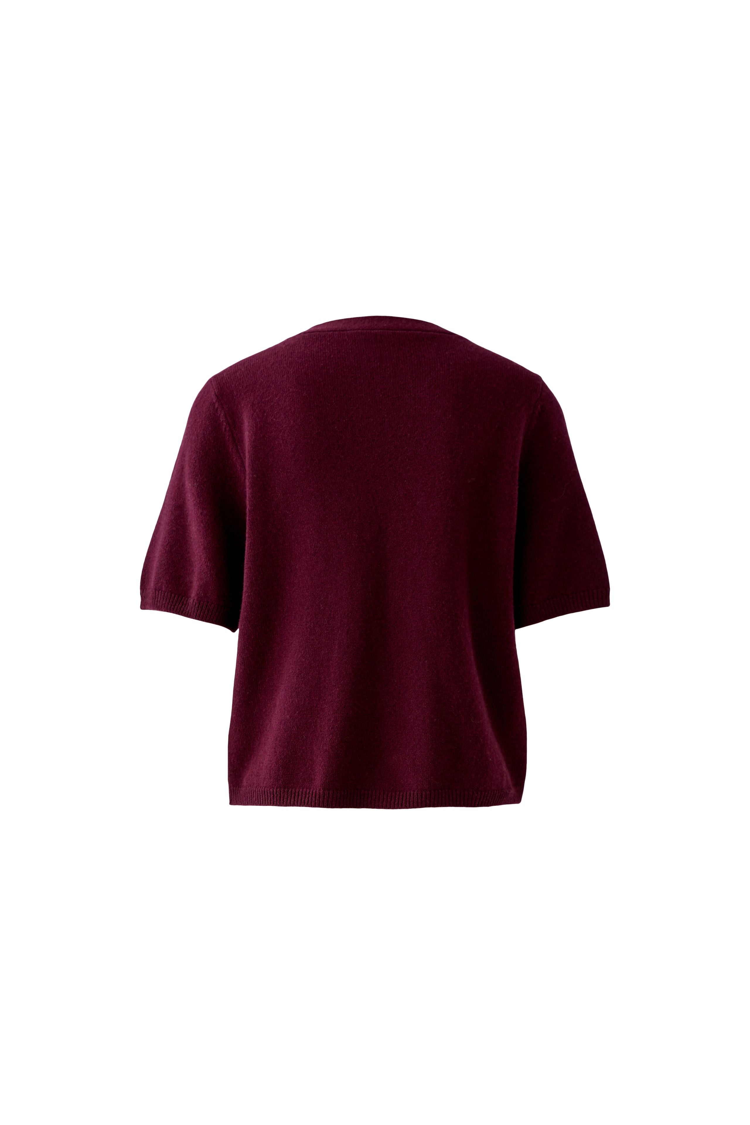 Faux Leather Front Top - Berry