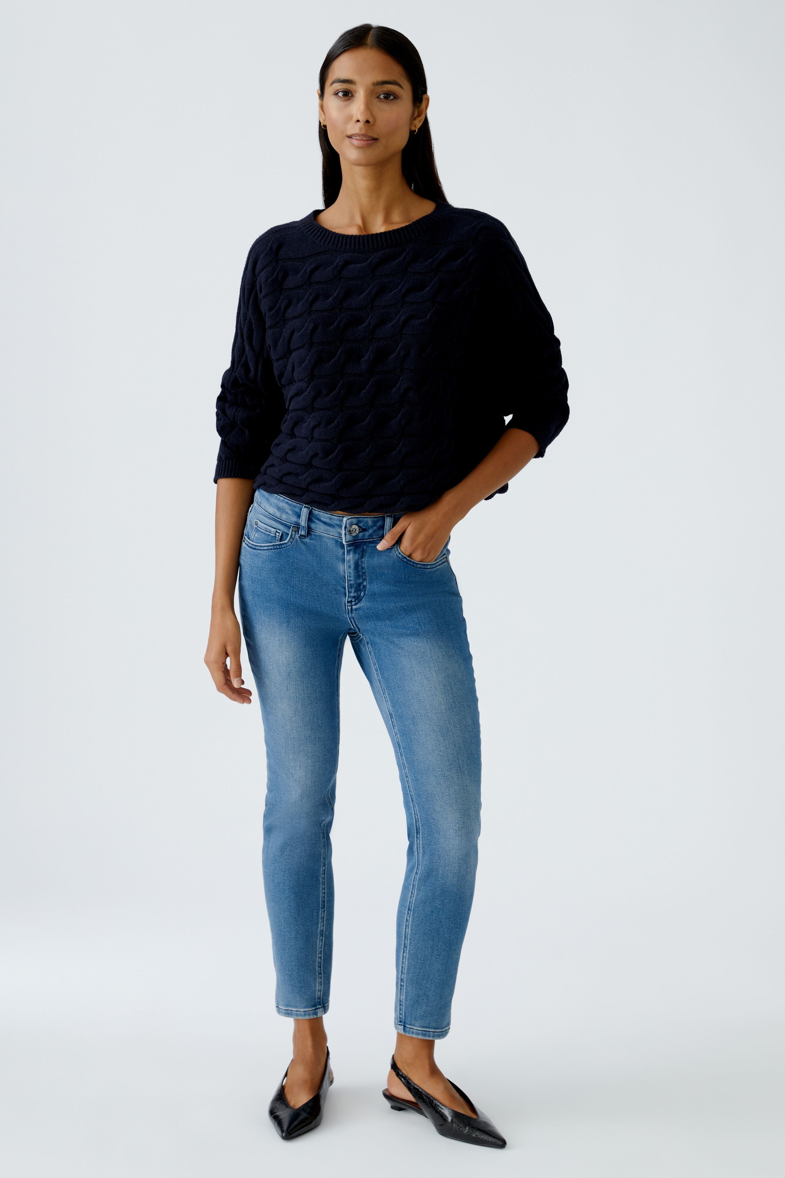 Sirah Cable Knit Jumper - Dark Blue