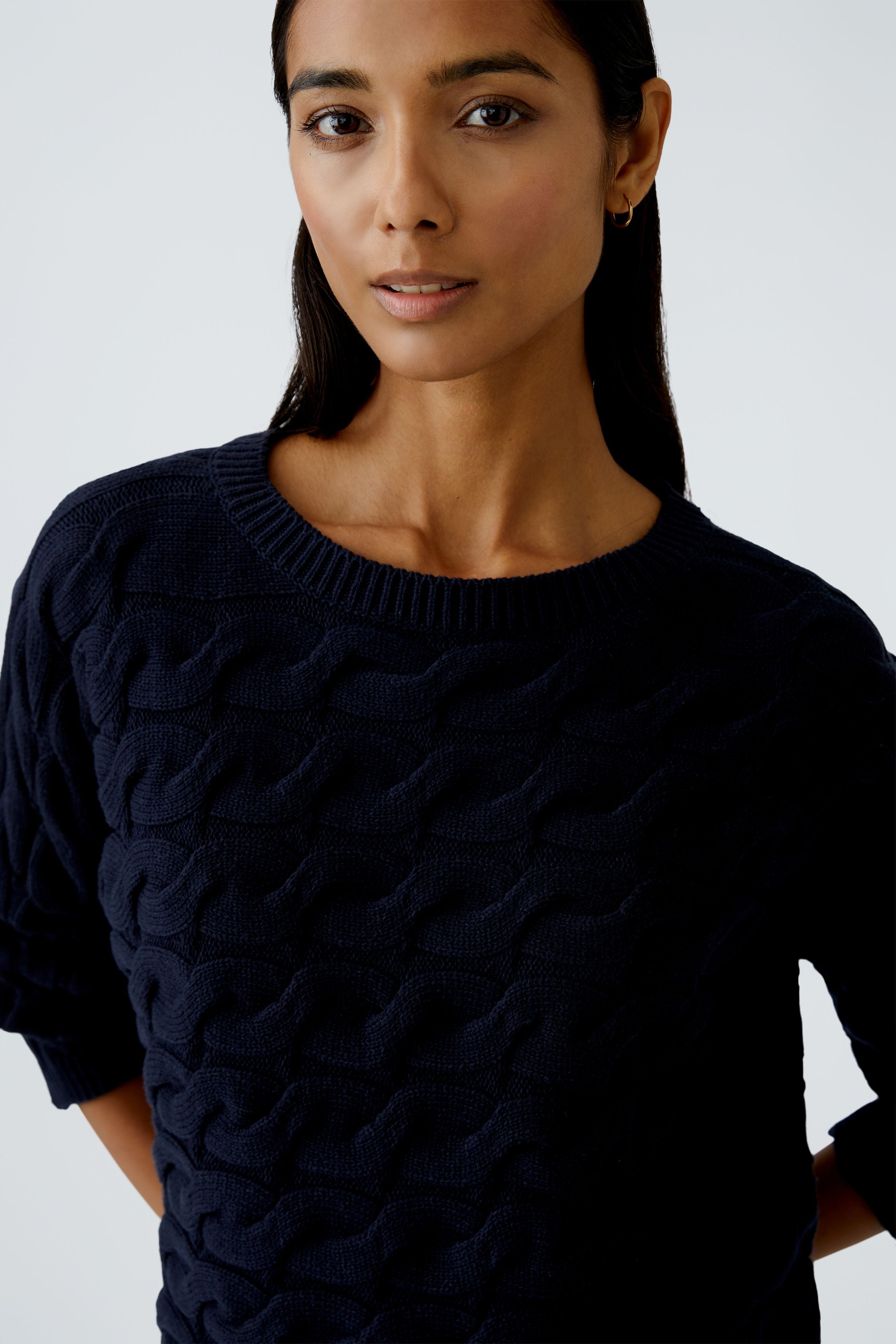 Sirah Cable Knit Jumper - Dark Blue