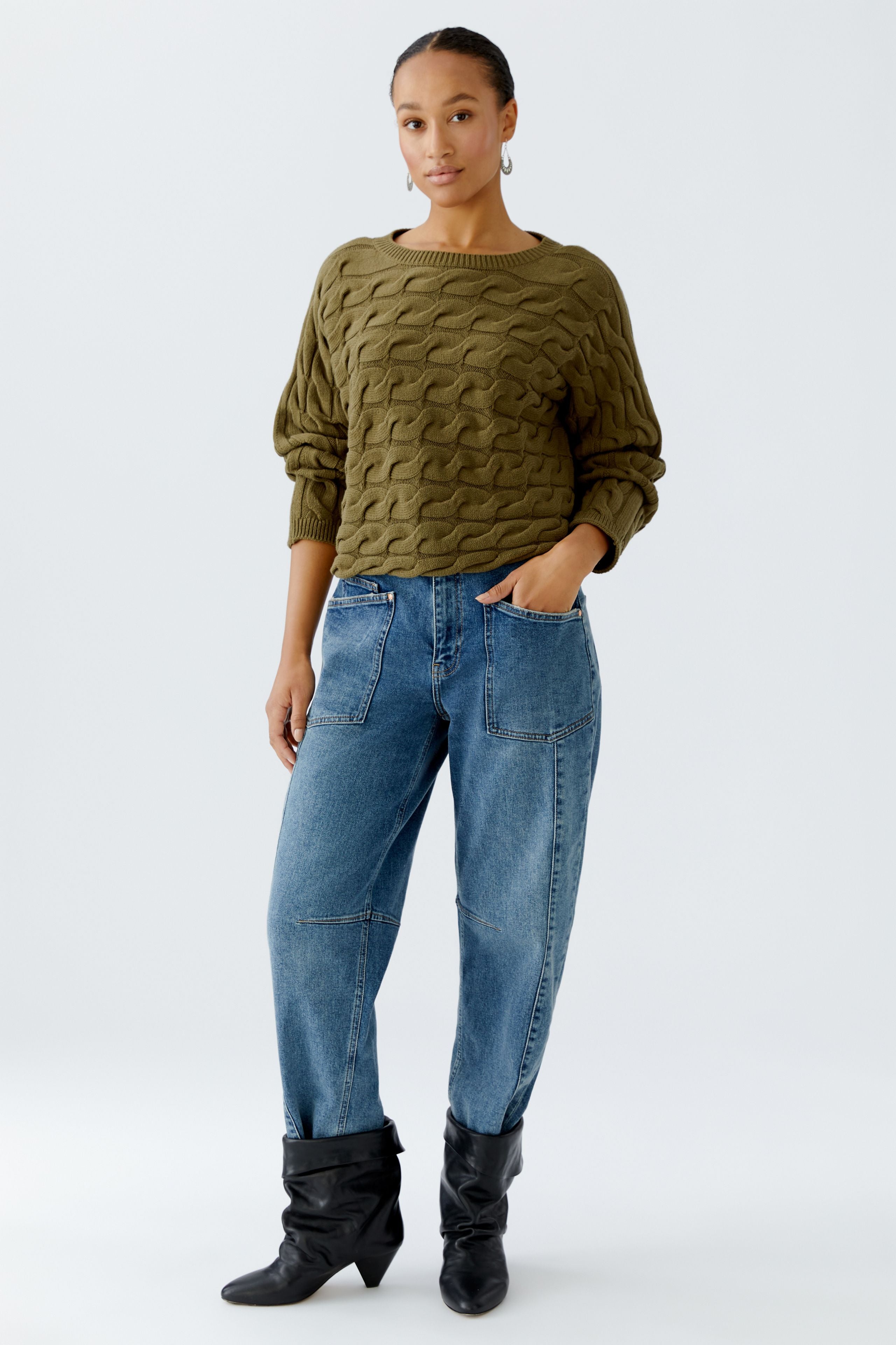 Sirah Cable Knit Jumper - Olive