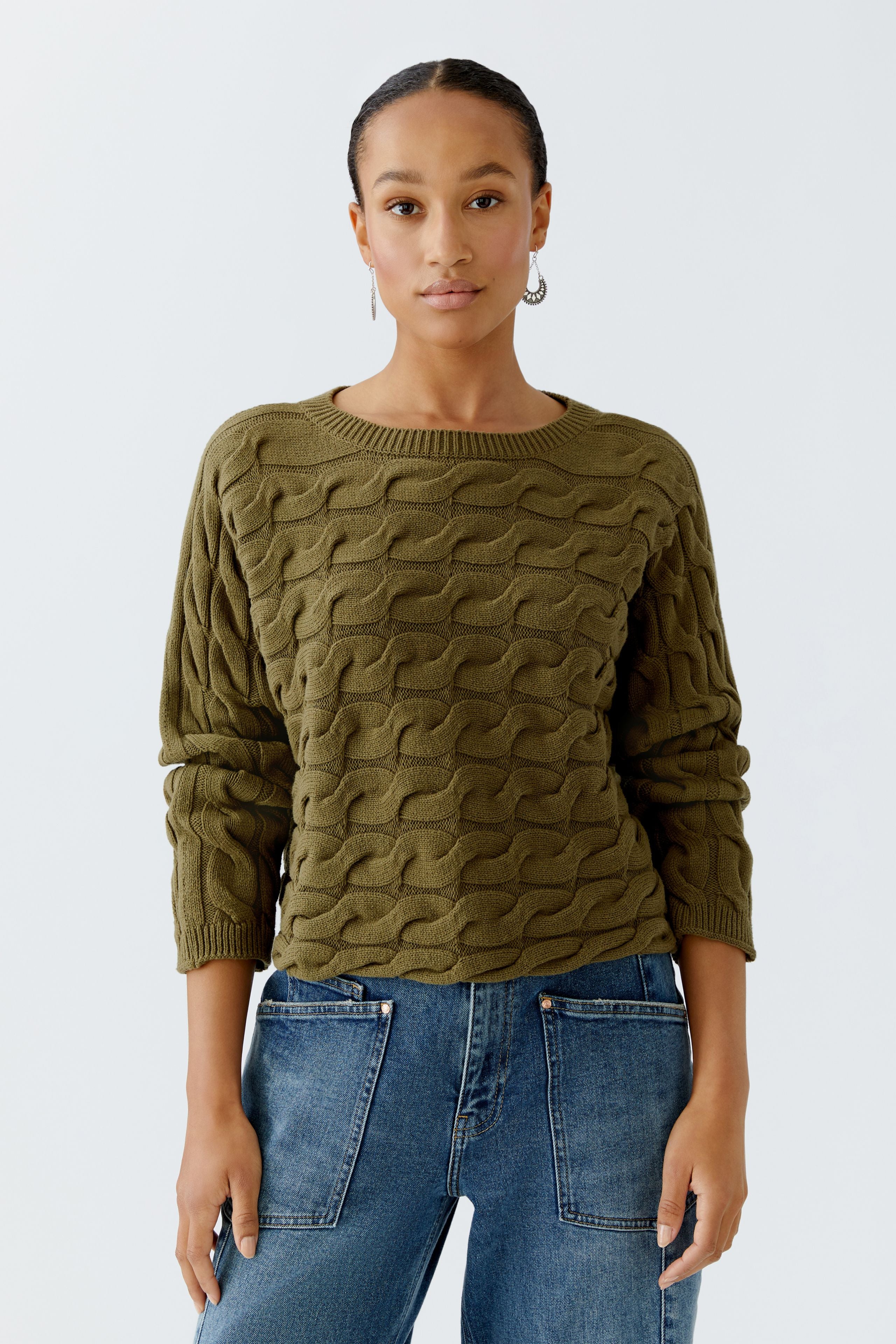 Sirah Cable Knit Jumper - Olive