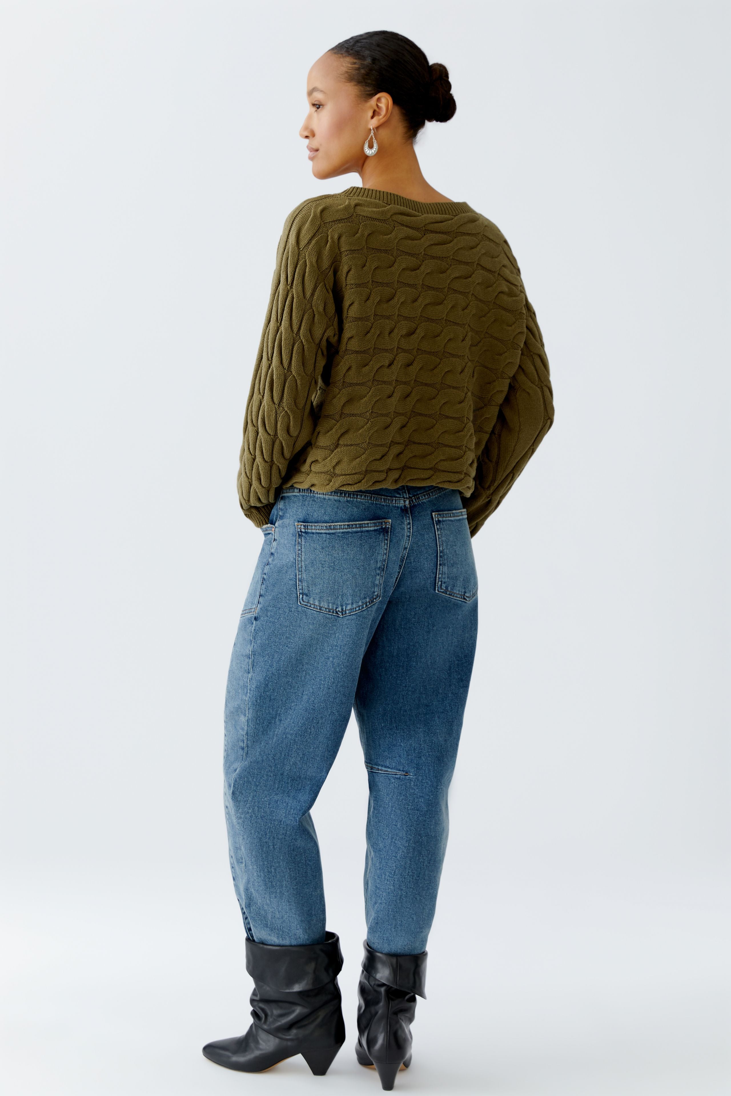 Sirah Cable Knit Jumper - Olive