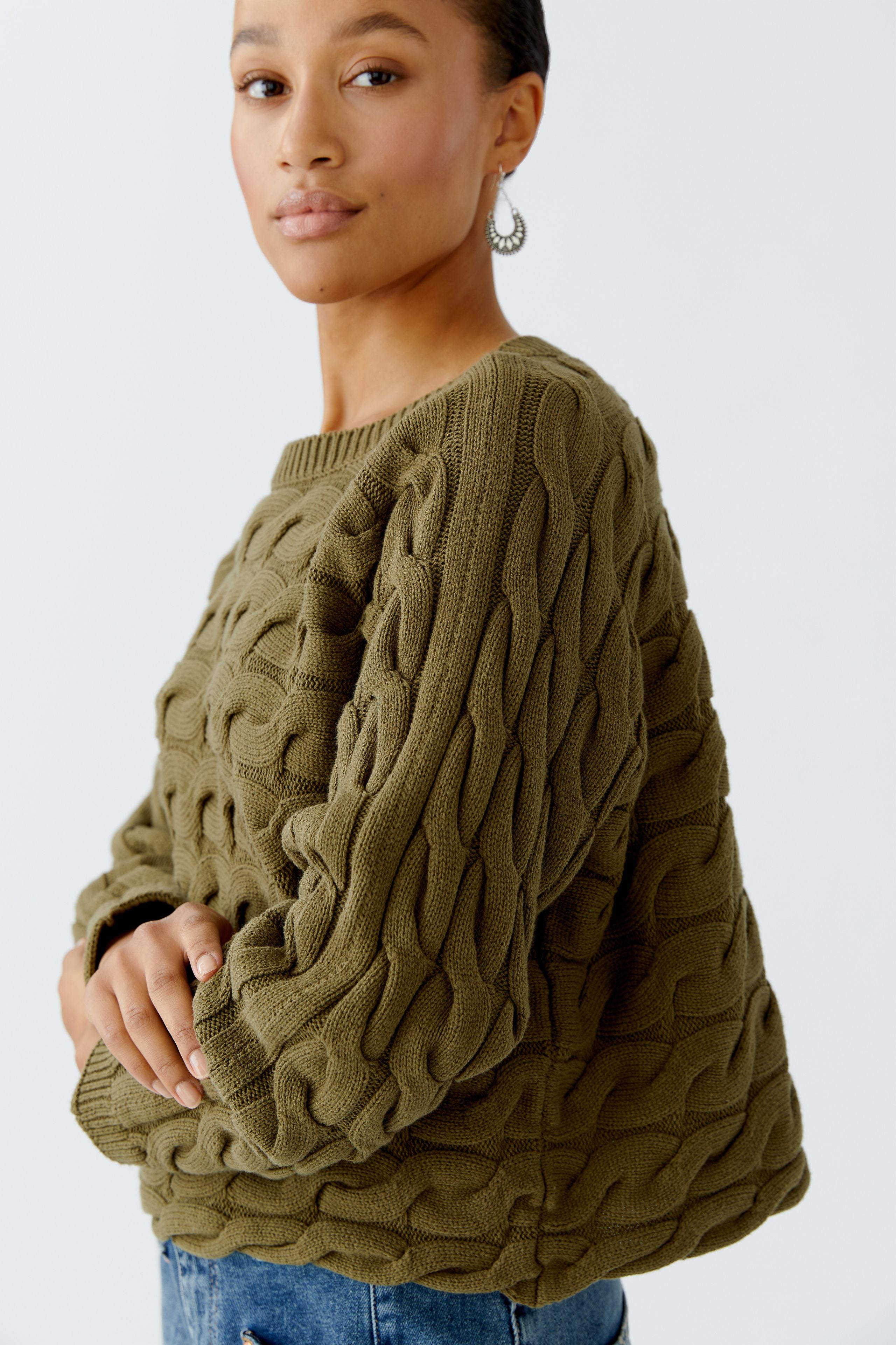 Sirah Cable Knit Jumper - Olive