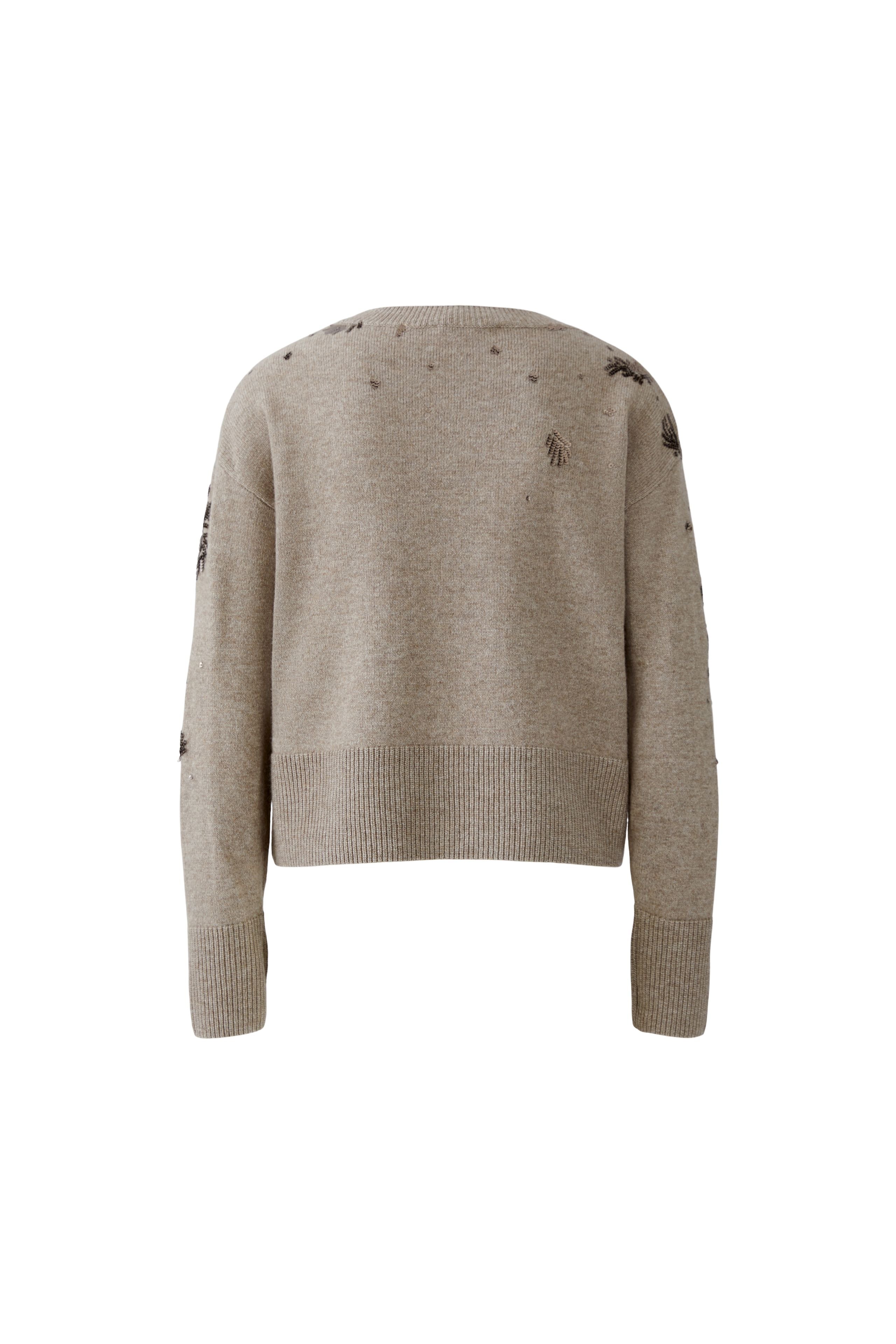 Sequin Motif Knit Jumper - Taupe