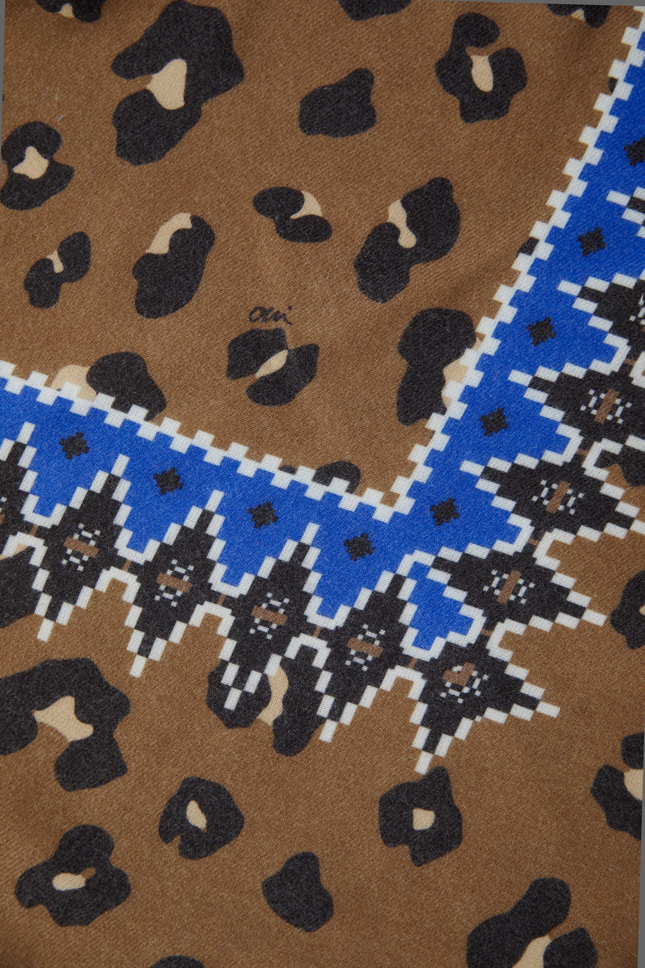 Animal Print Bandana Scarf - Caramel/Blue
