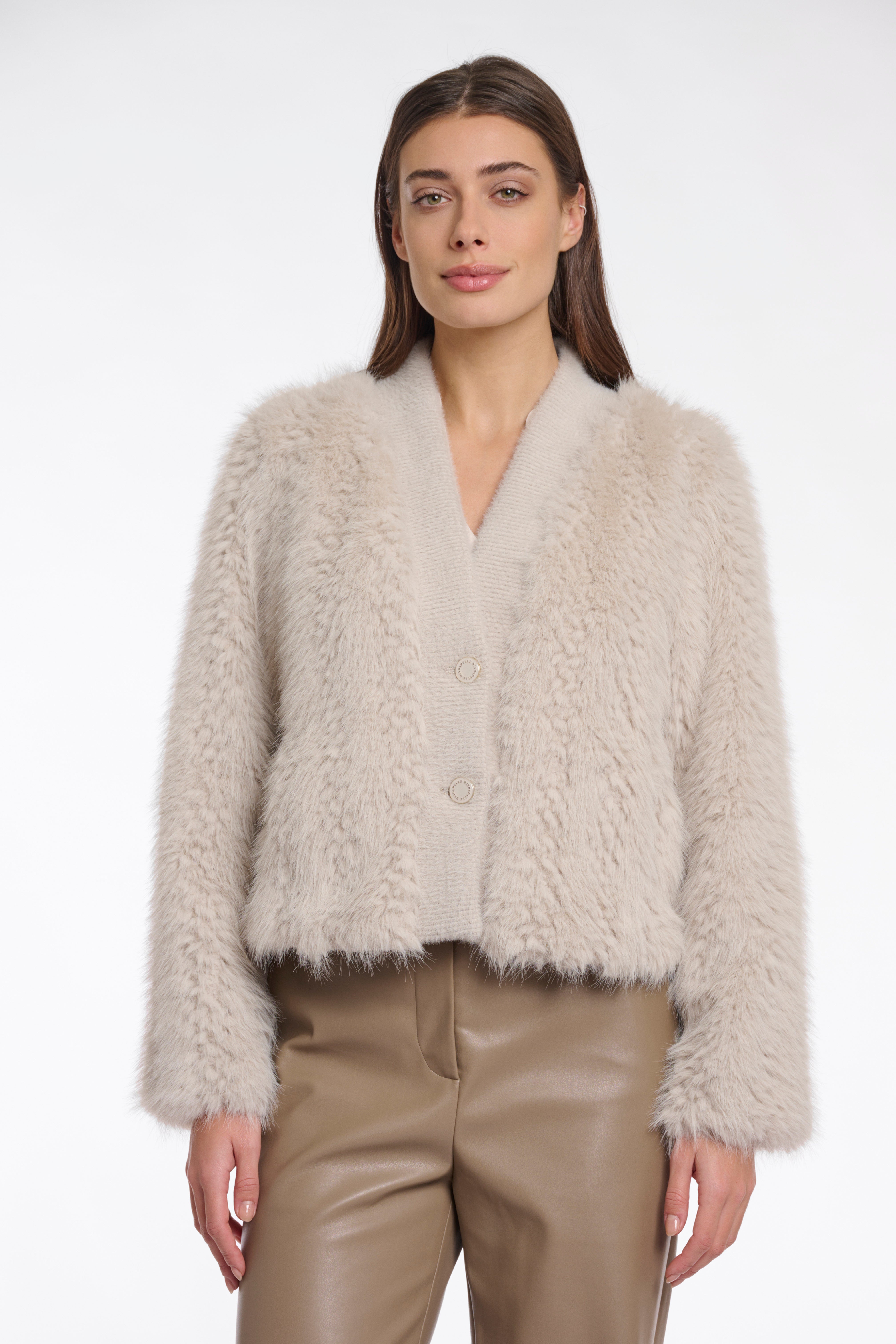 Chaimae Faux Fur Cardigan - Birch