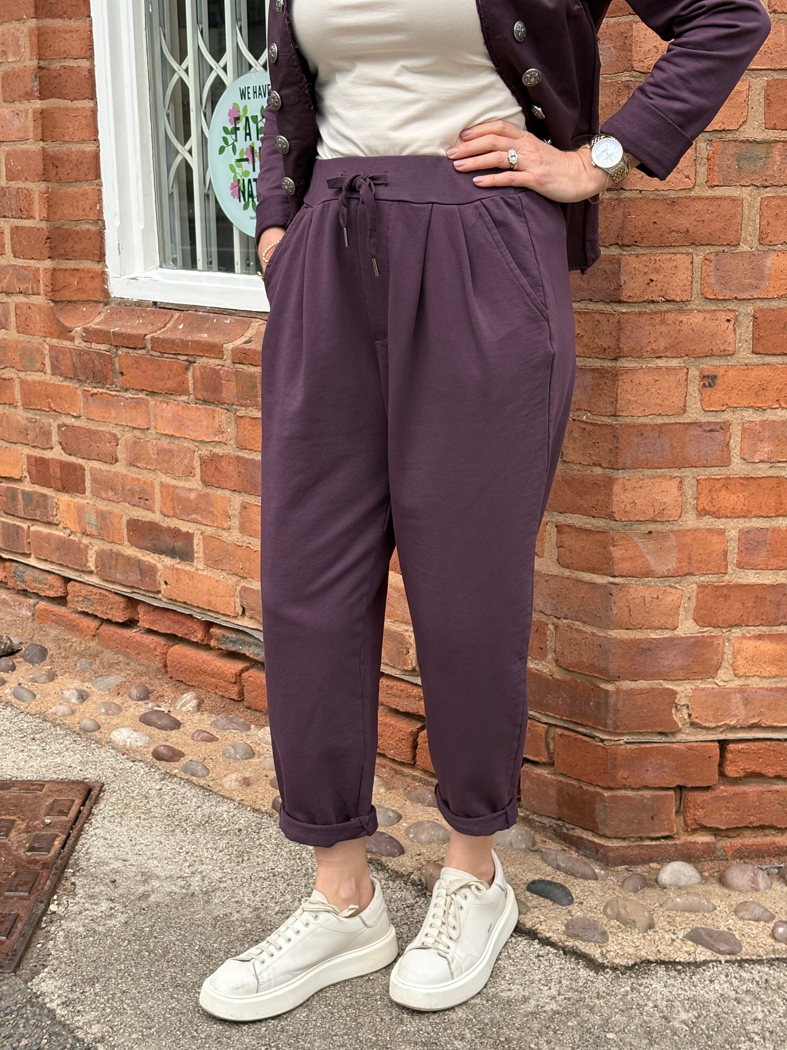 Barrel Leg Jogger - Mulberry