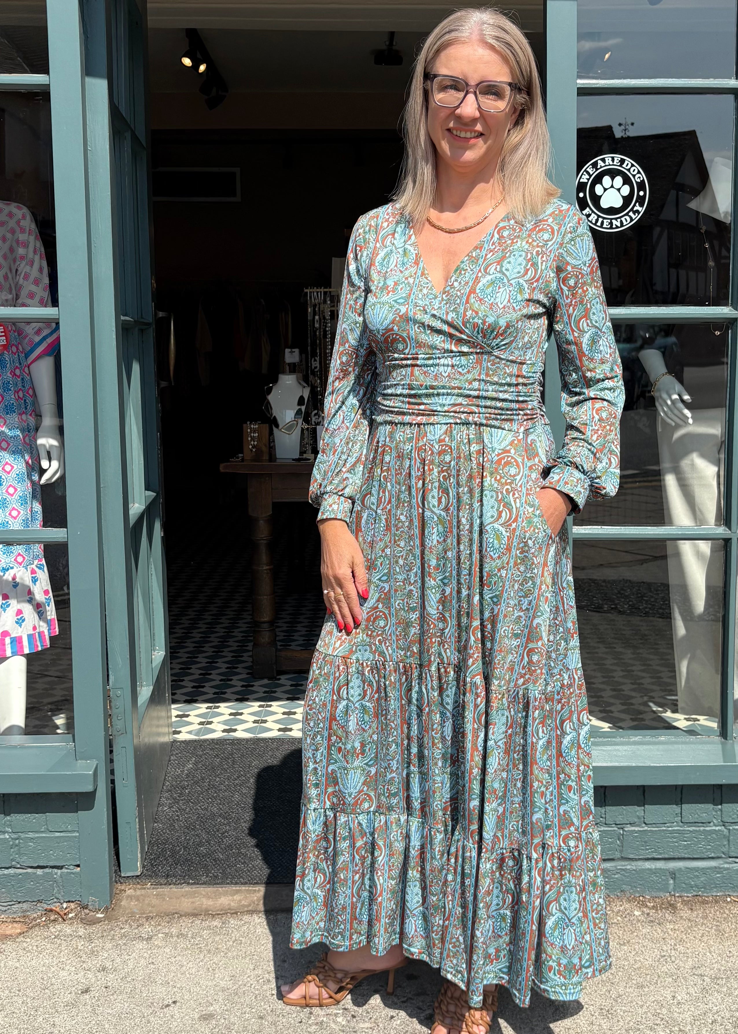 Faye Maxi Dress - Paisley Blue Print