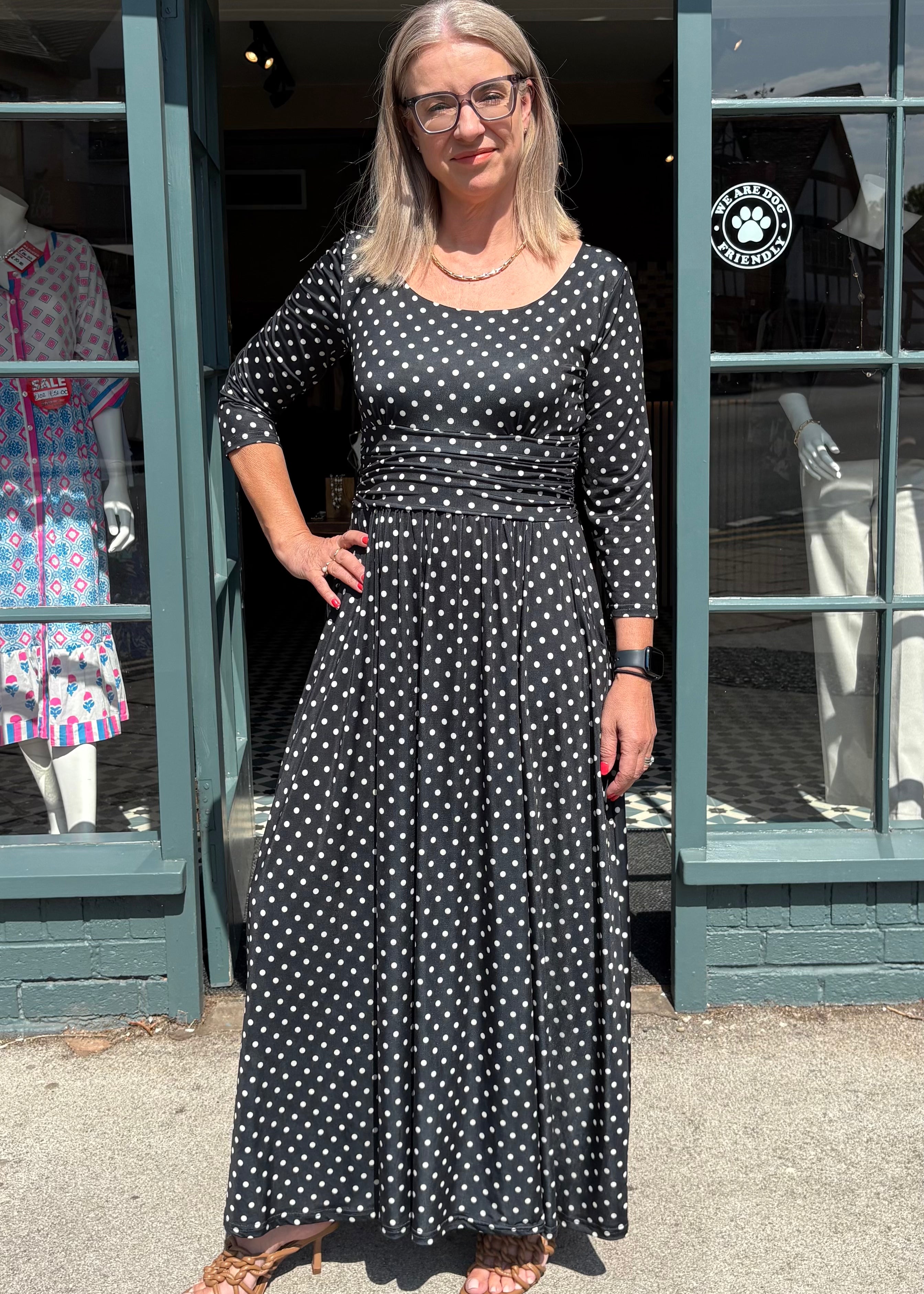 Clara Polka Dot Dress - Black