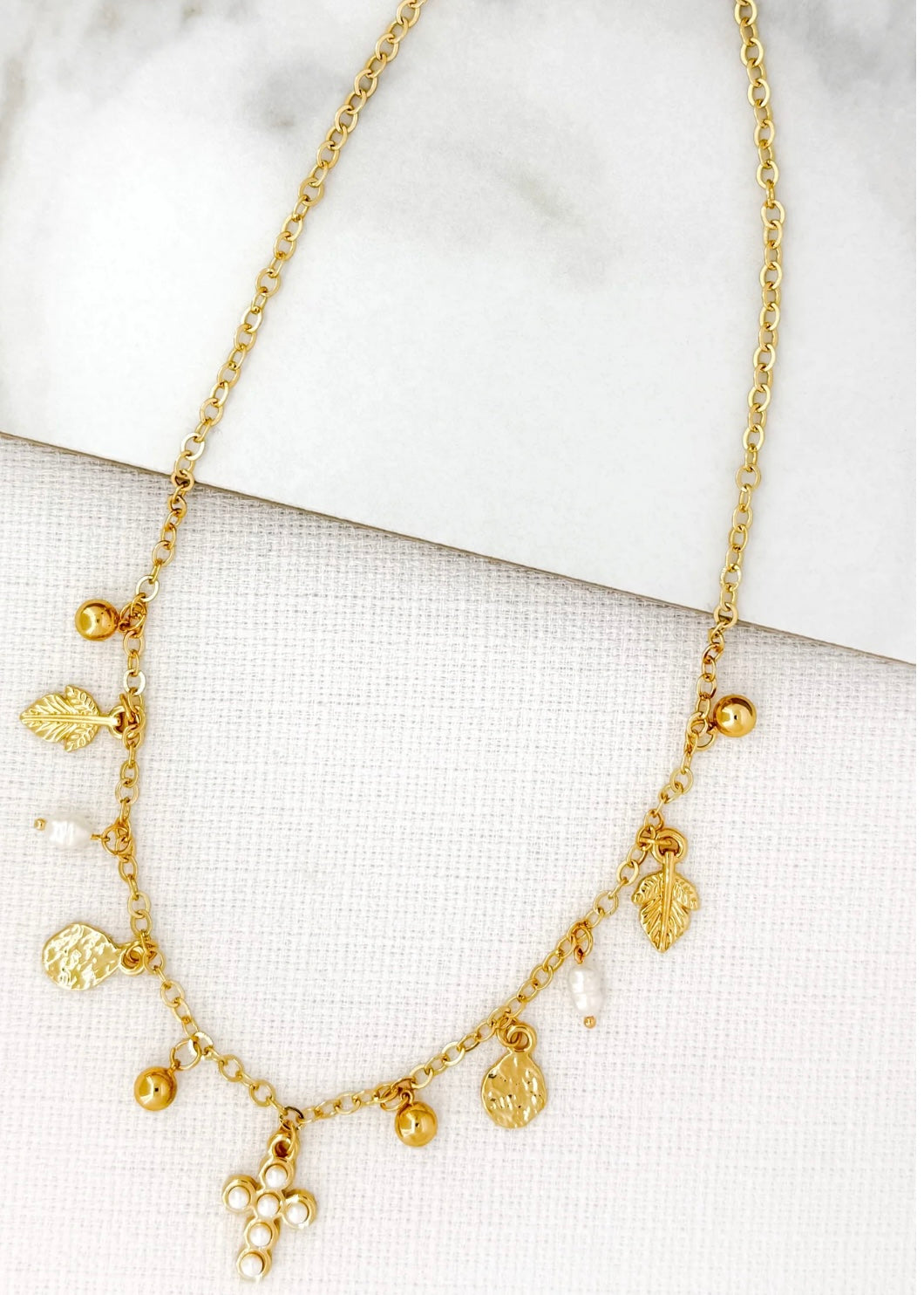 Short Cross Necklace - Gold