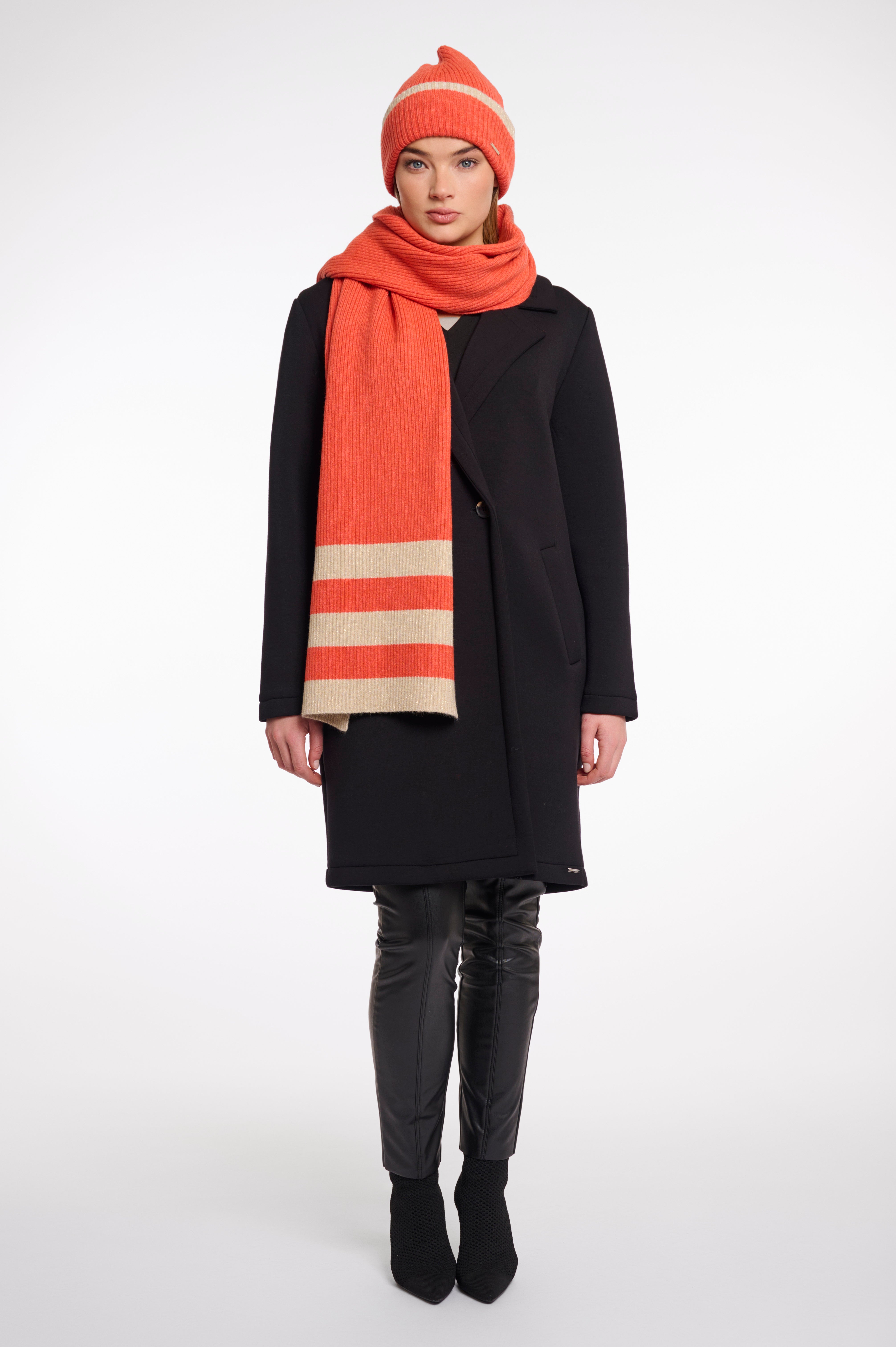Hetty Striped Scarf - Coral