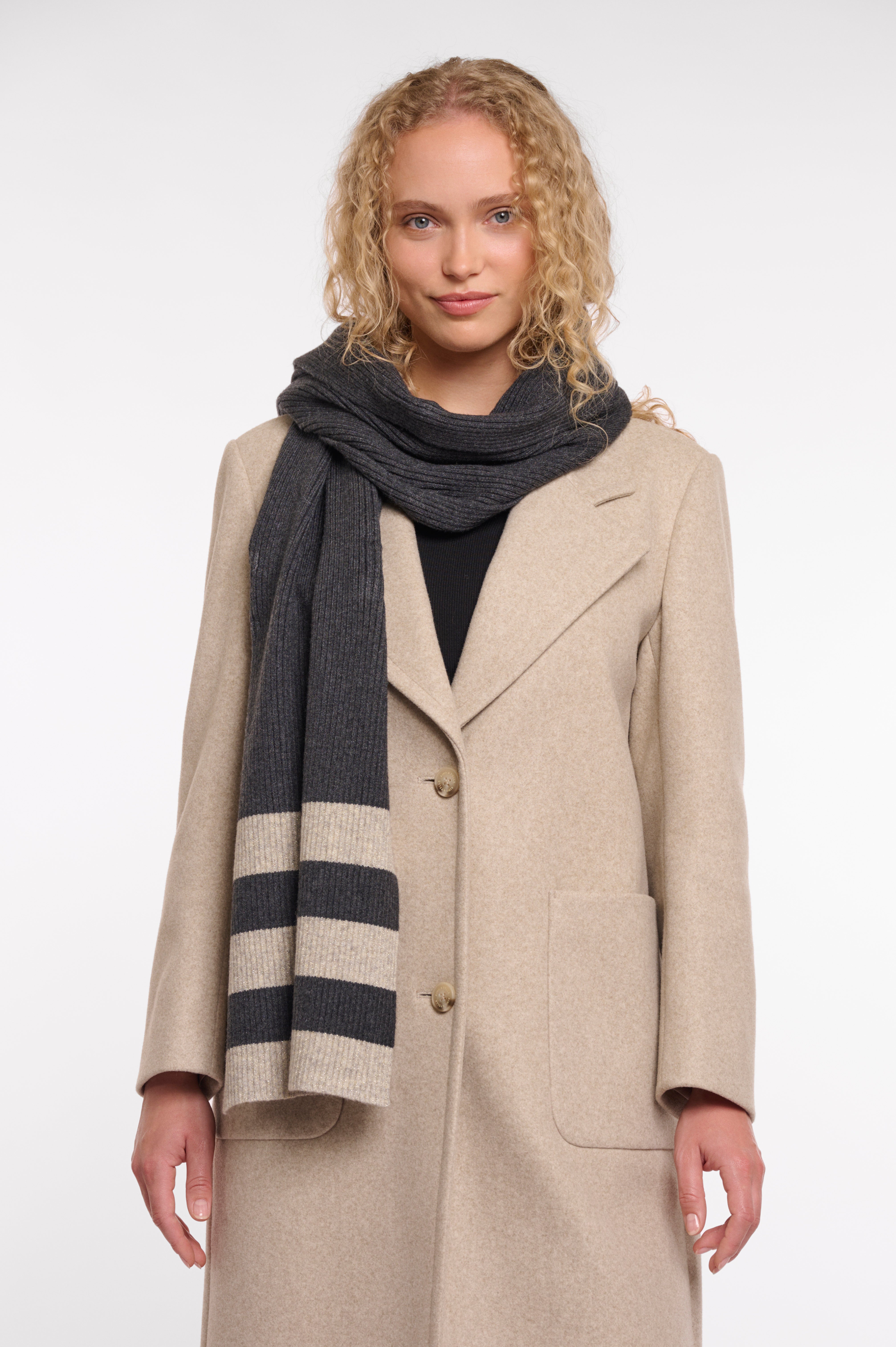 Hetty Striped Scarf - Grey
