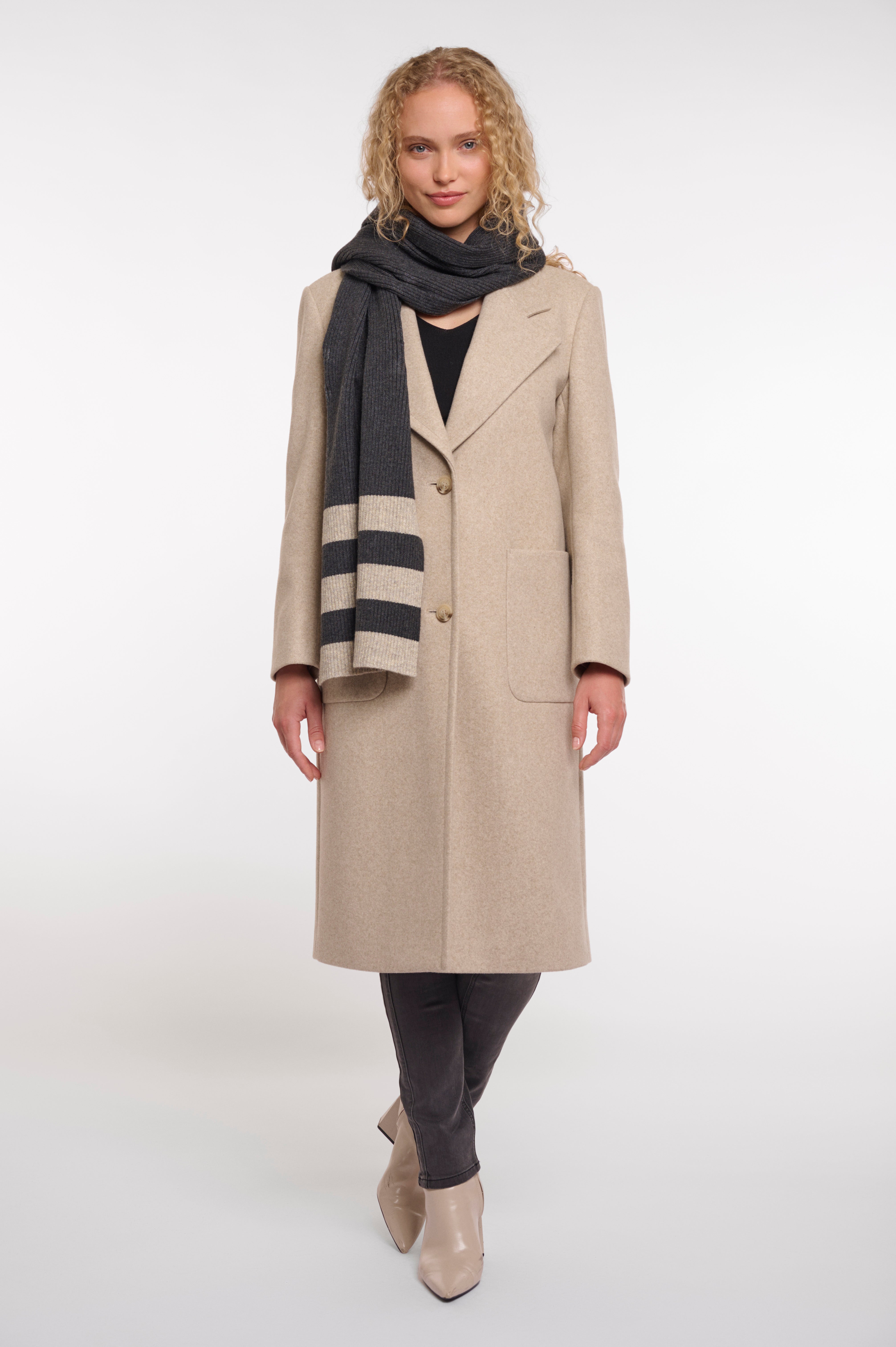 Hetty Striped Scarf - Grey