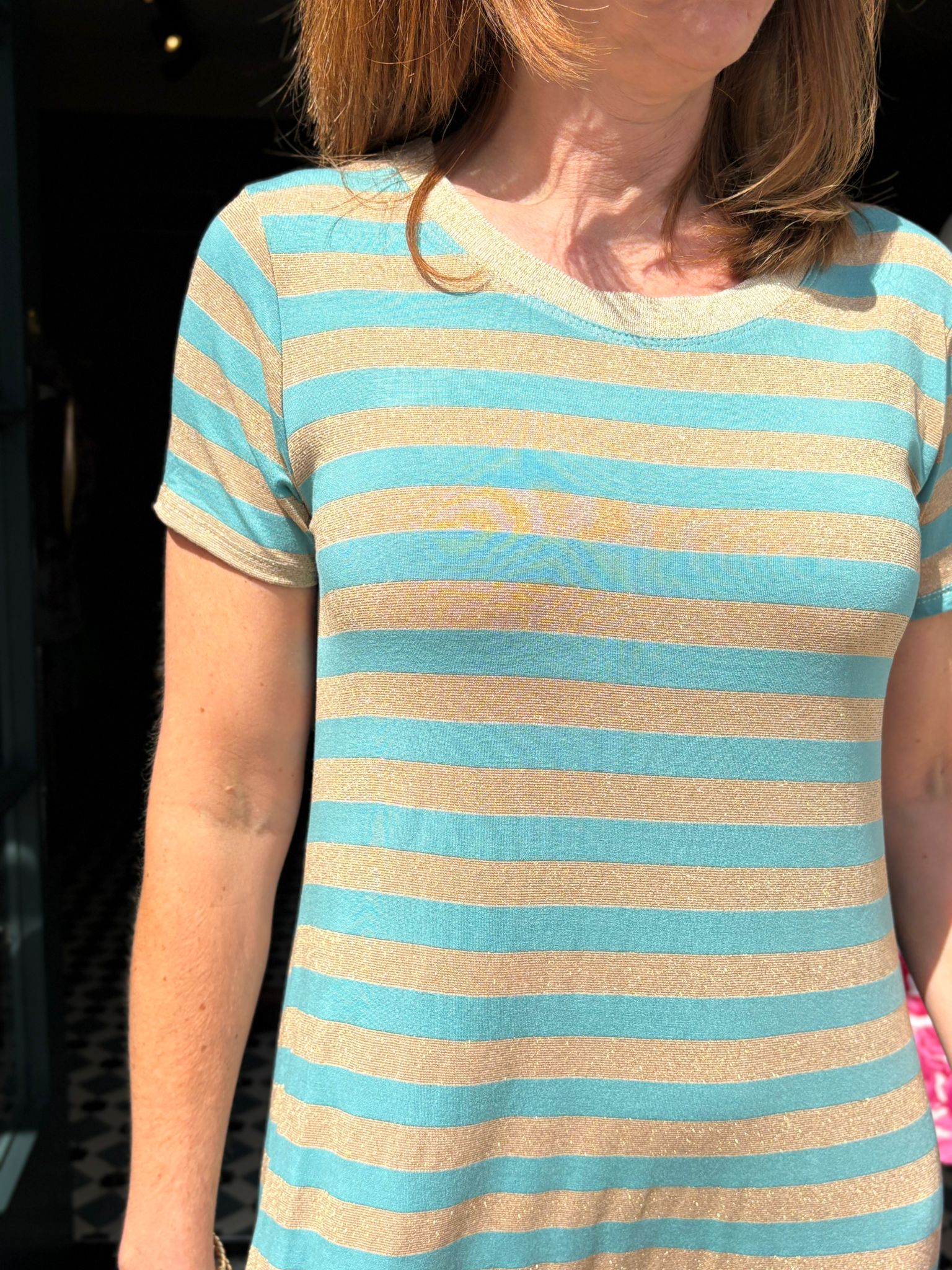 Sparkle stripe dress - Turquoise/Gold