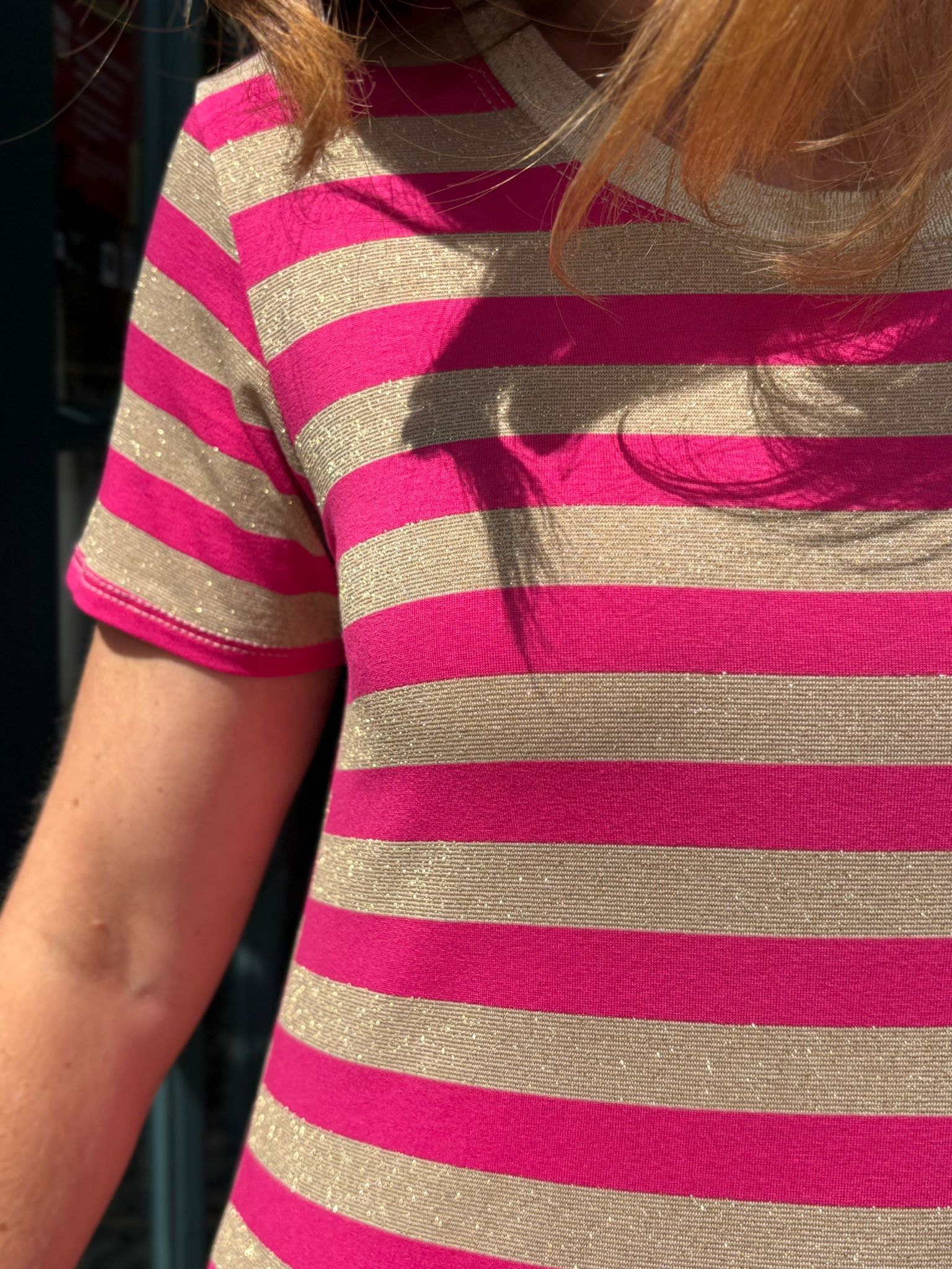 Sparkle stripe dress - Pink/Gold