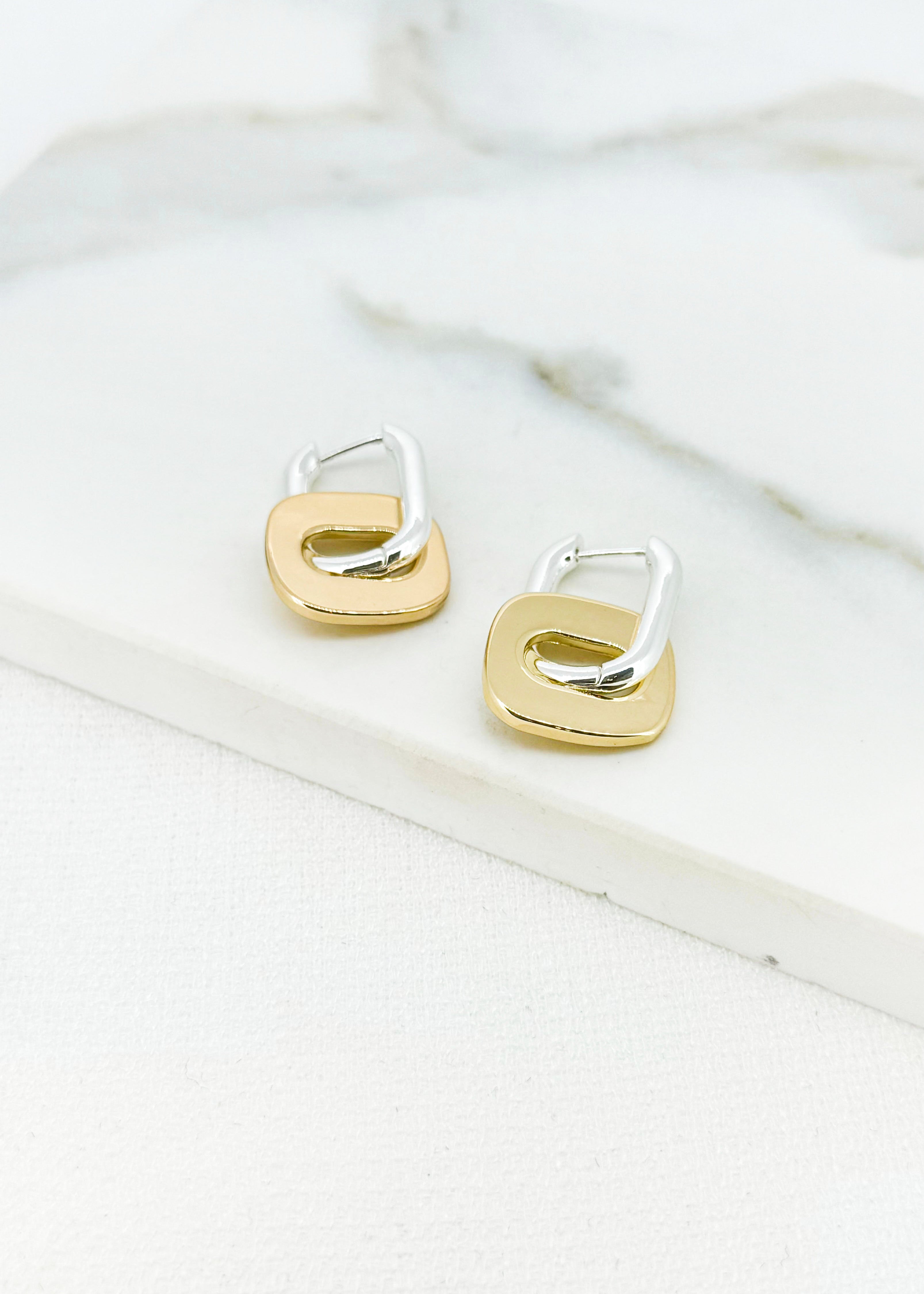 Link Hoop Earrings - Silver/gold