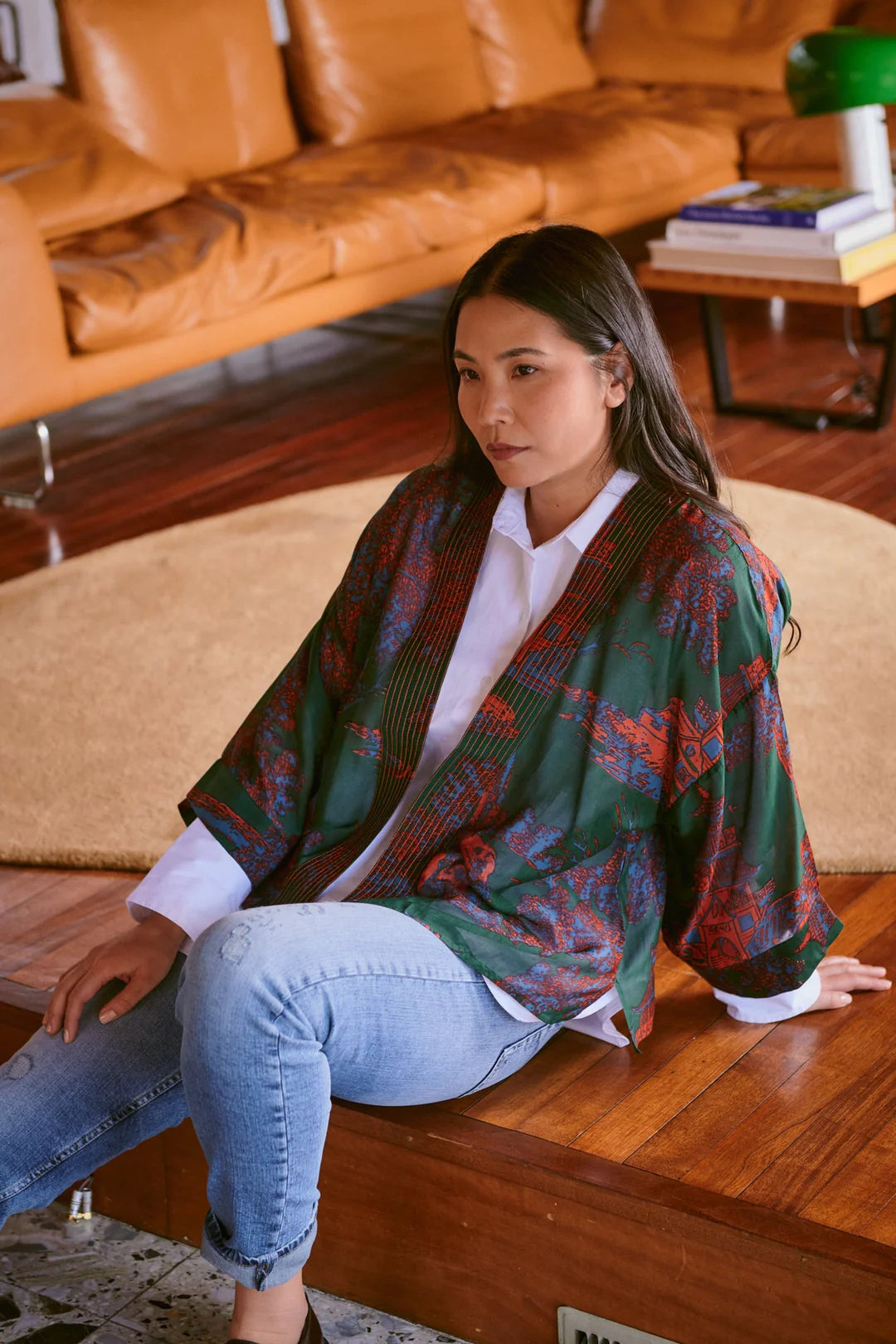 Pagoda Forest Kimono - Green/Red