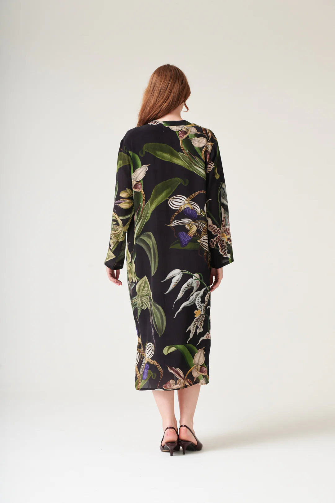 Orchid Midi Dress - Black Multi