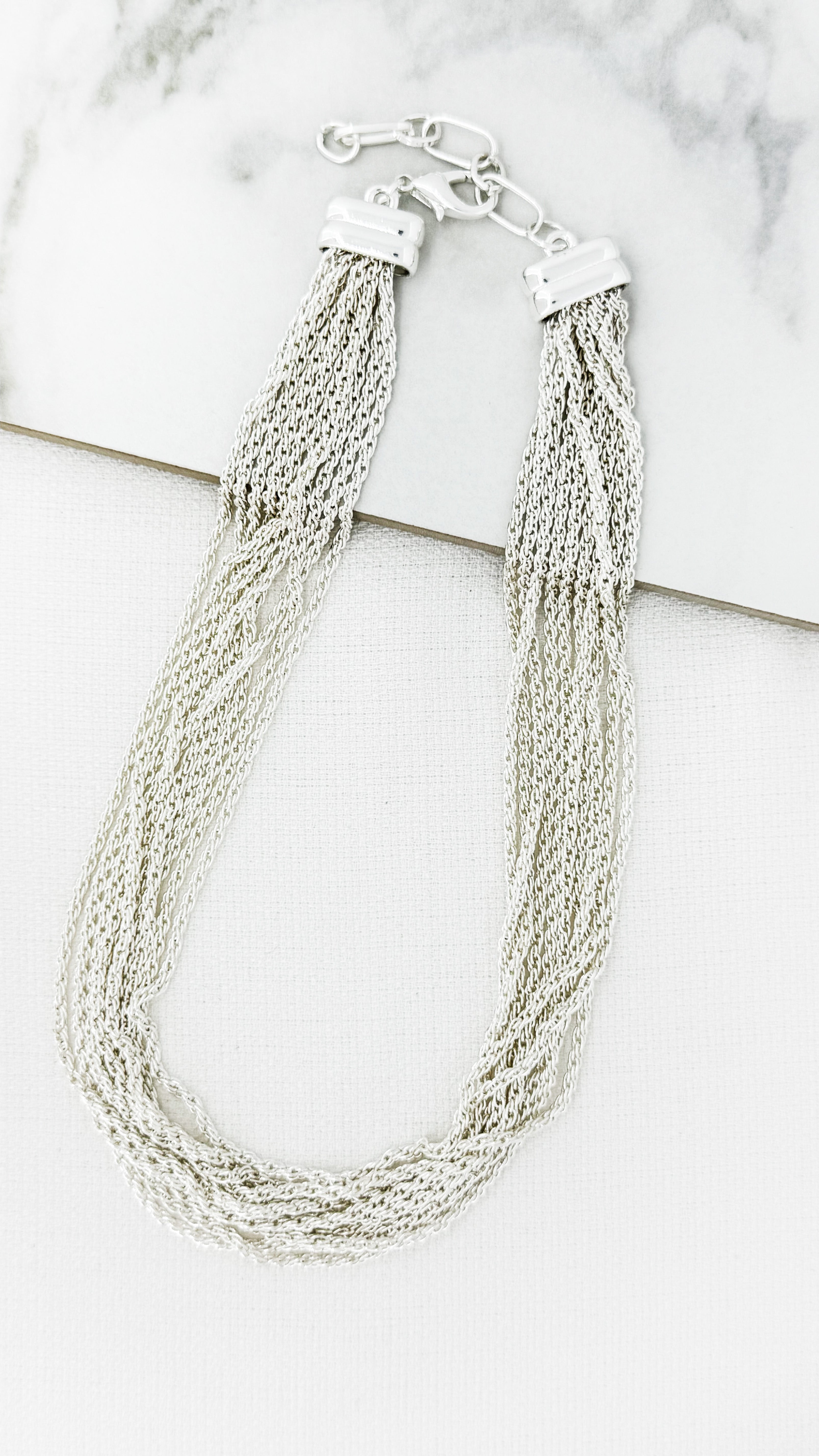 Short Multi Chain Necklace - Silver