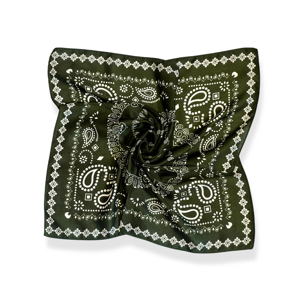 Bandana Square Neck Scarf - Olive