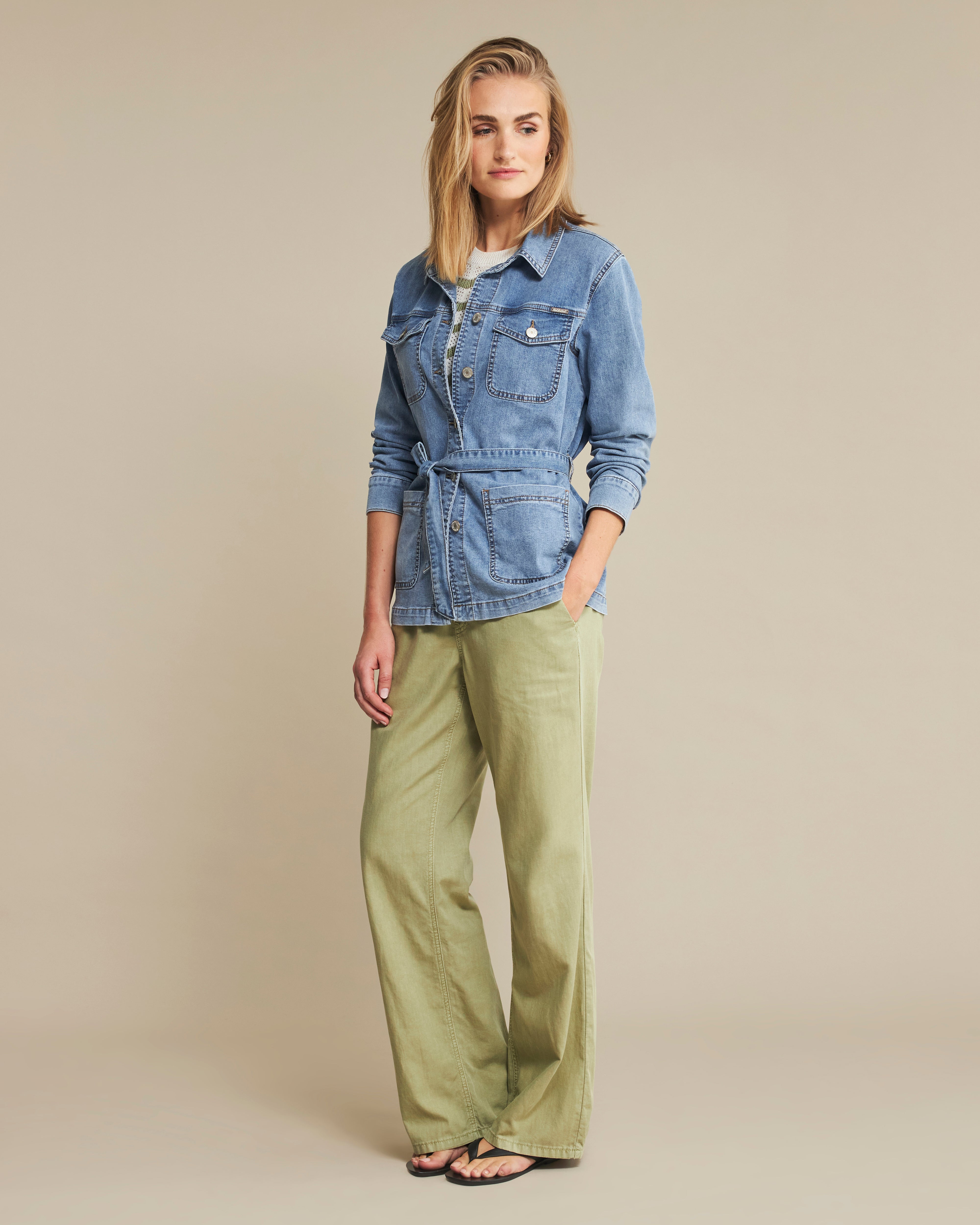 Linen Mix Trouser - Sage Green