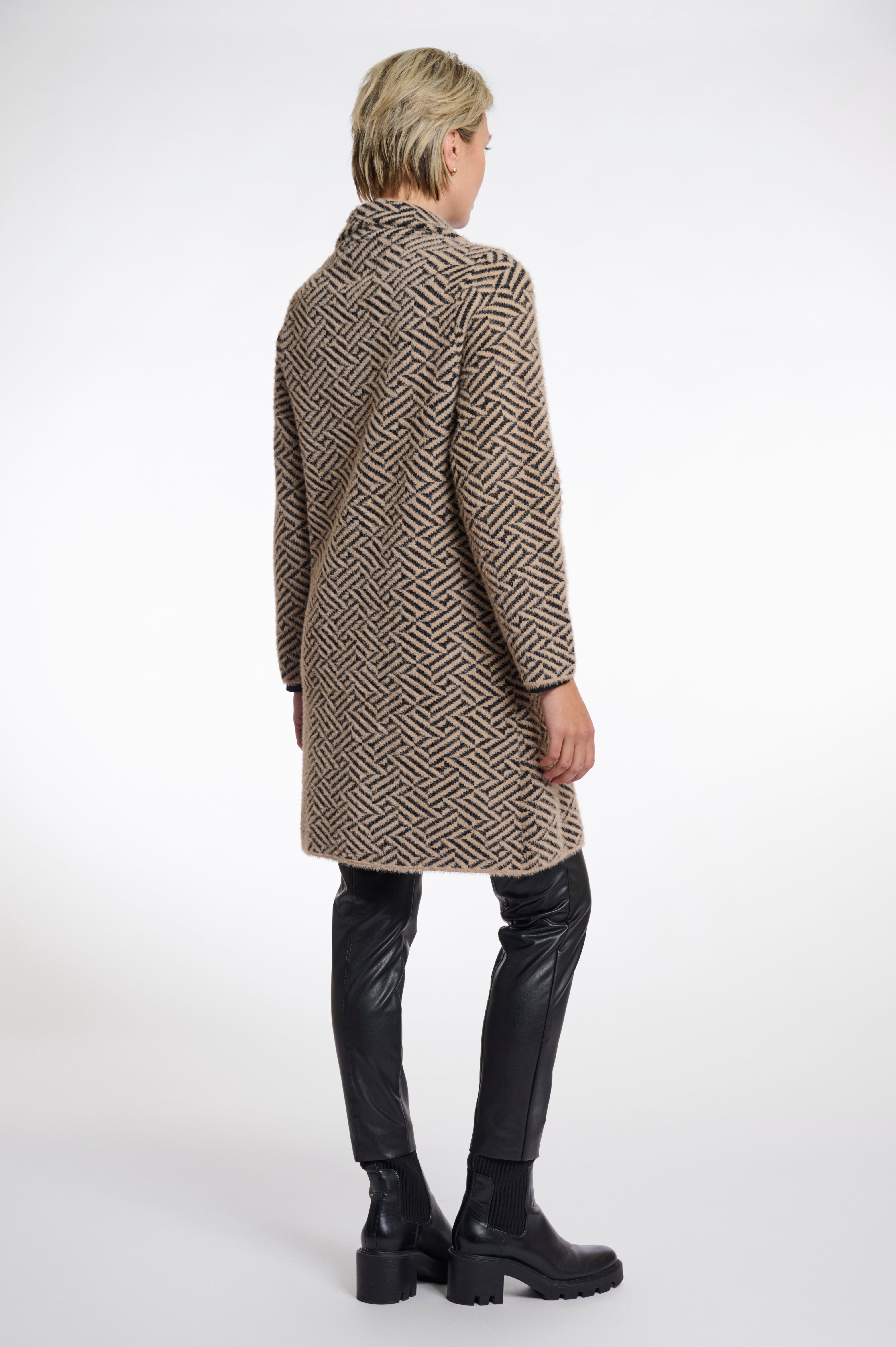 Madina Graphic Coat - Sand/Black