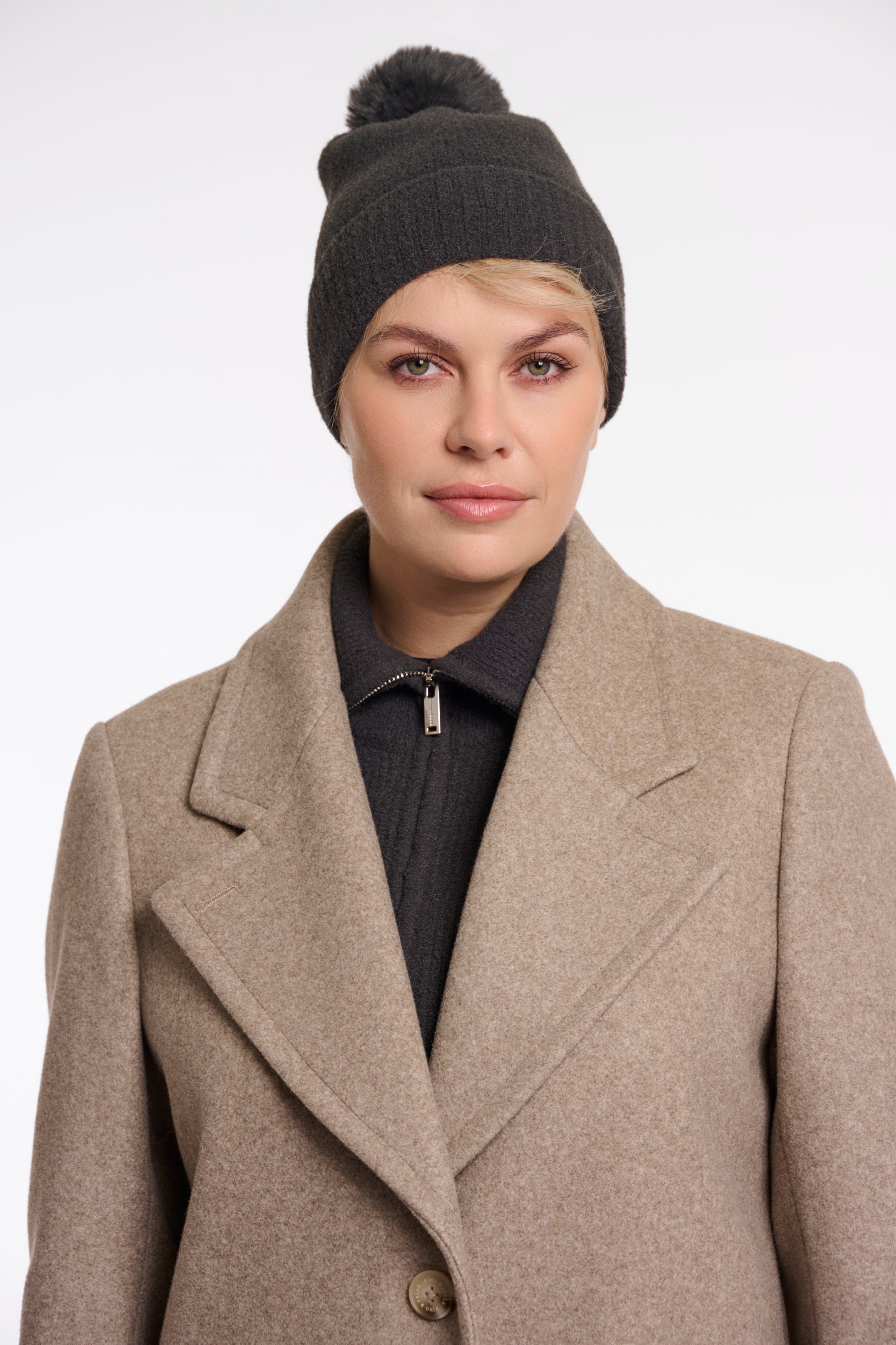 Martina Pom-Pom Knit Hat - Dark Grey