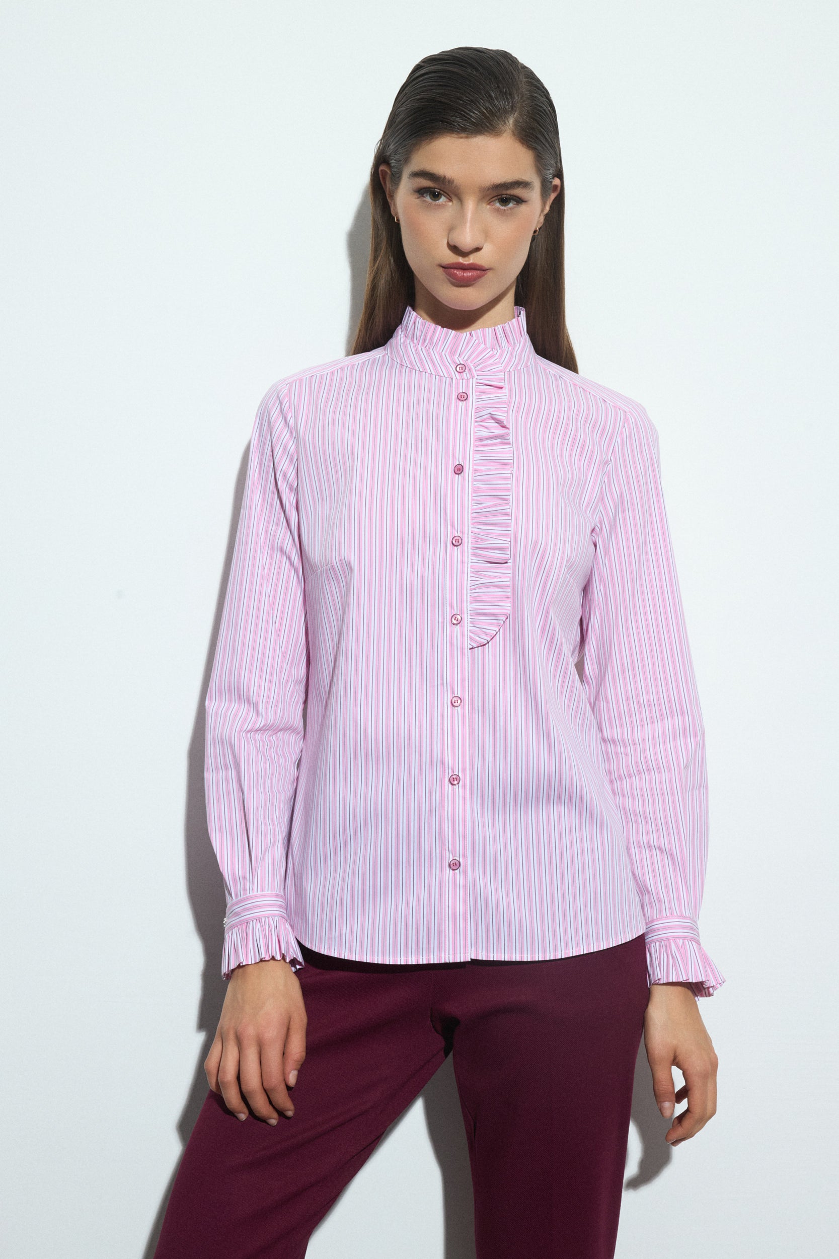 Norba Ruffle Stripe Shirt - Pink Multi