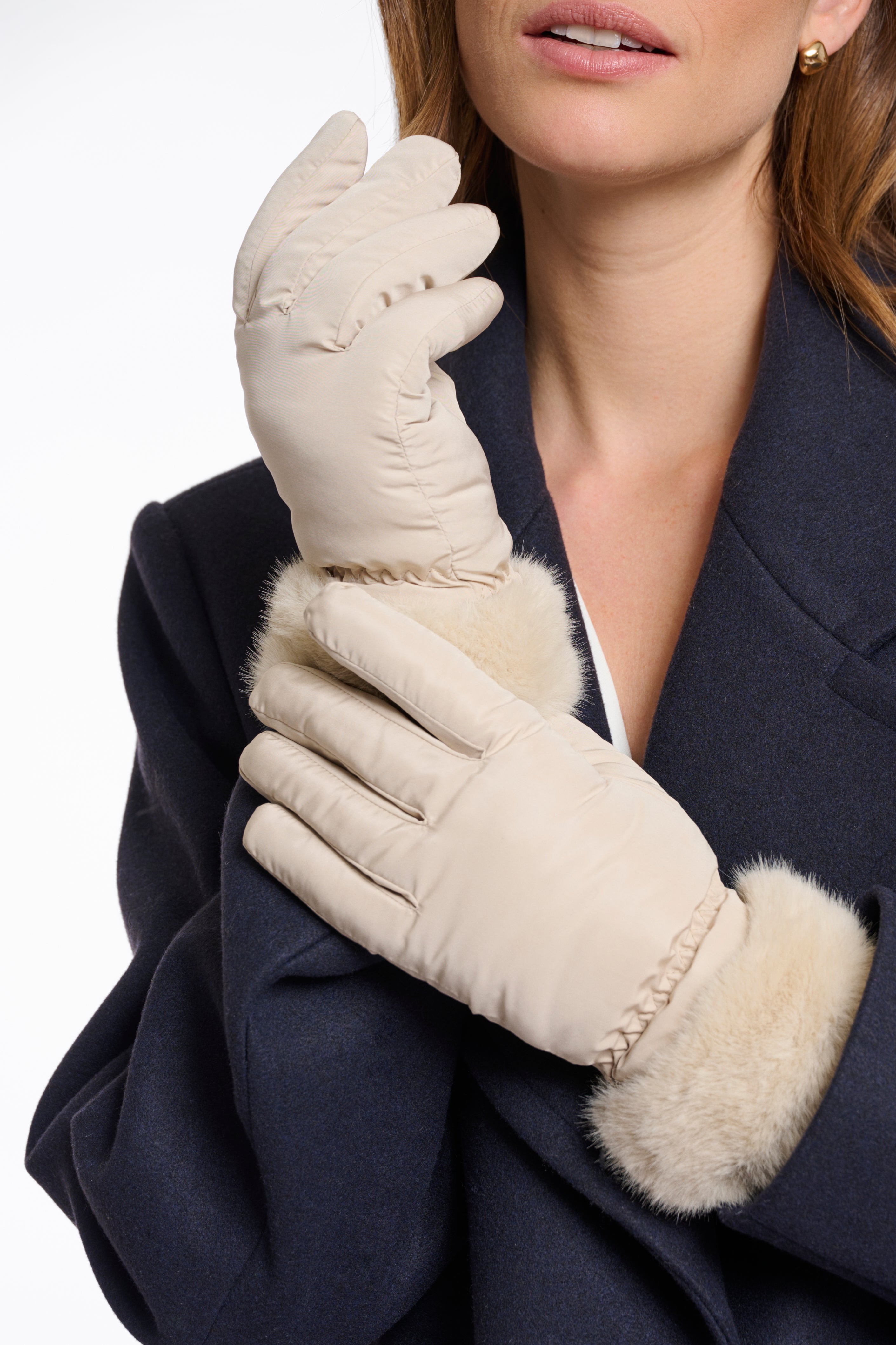 Omaire Faux Fur Trim Gloves - Birch