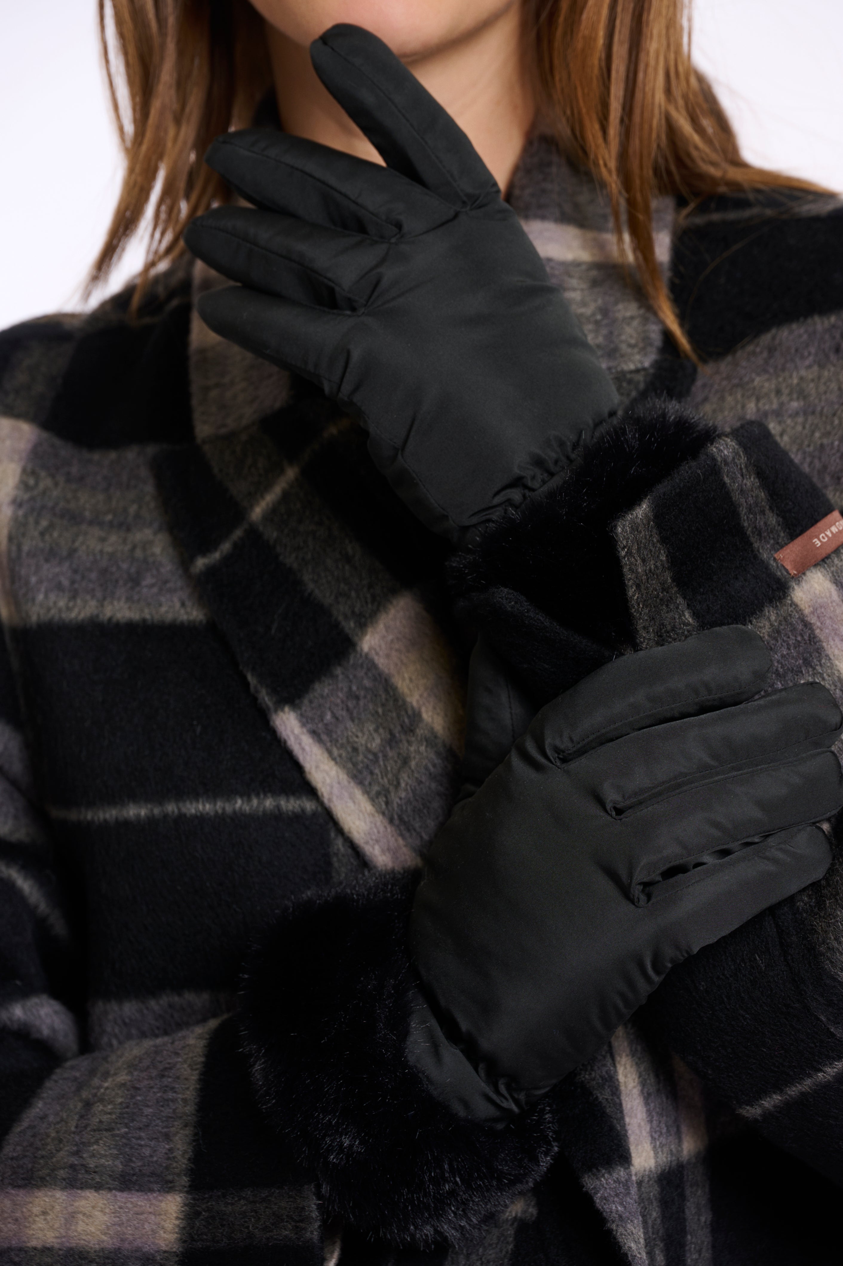 Omaire Faux Fur Trim Gloves - Black