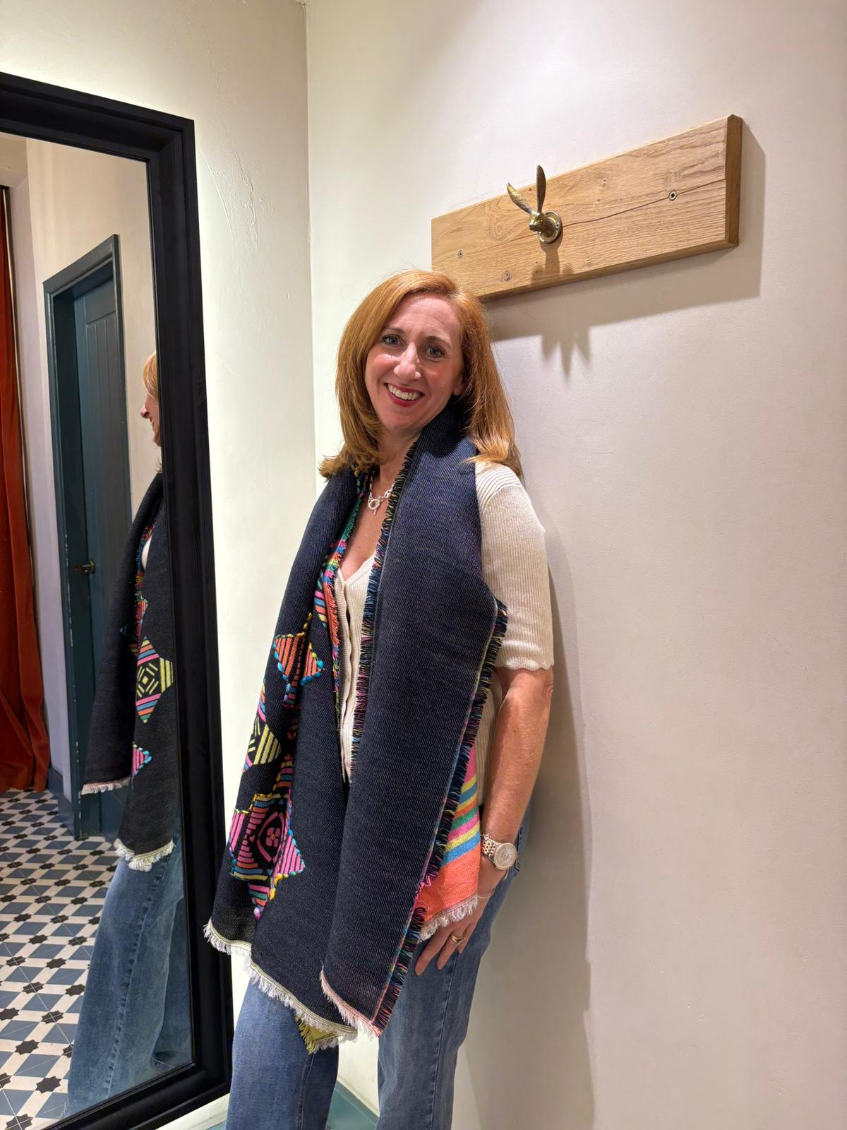 Reversible Stripe Motif Scarf - Multi
