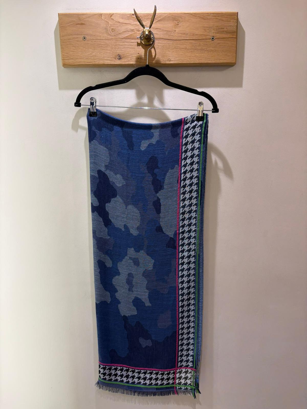 Camo Houndstooth Scarf - Blue Multi