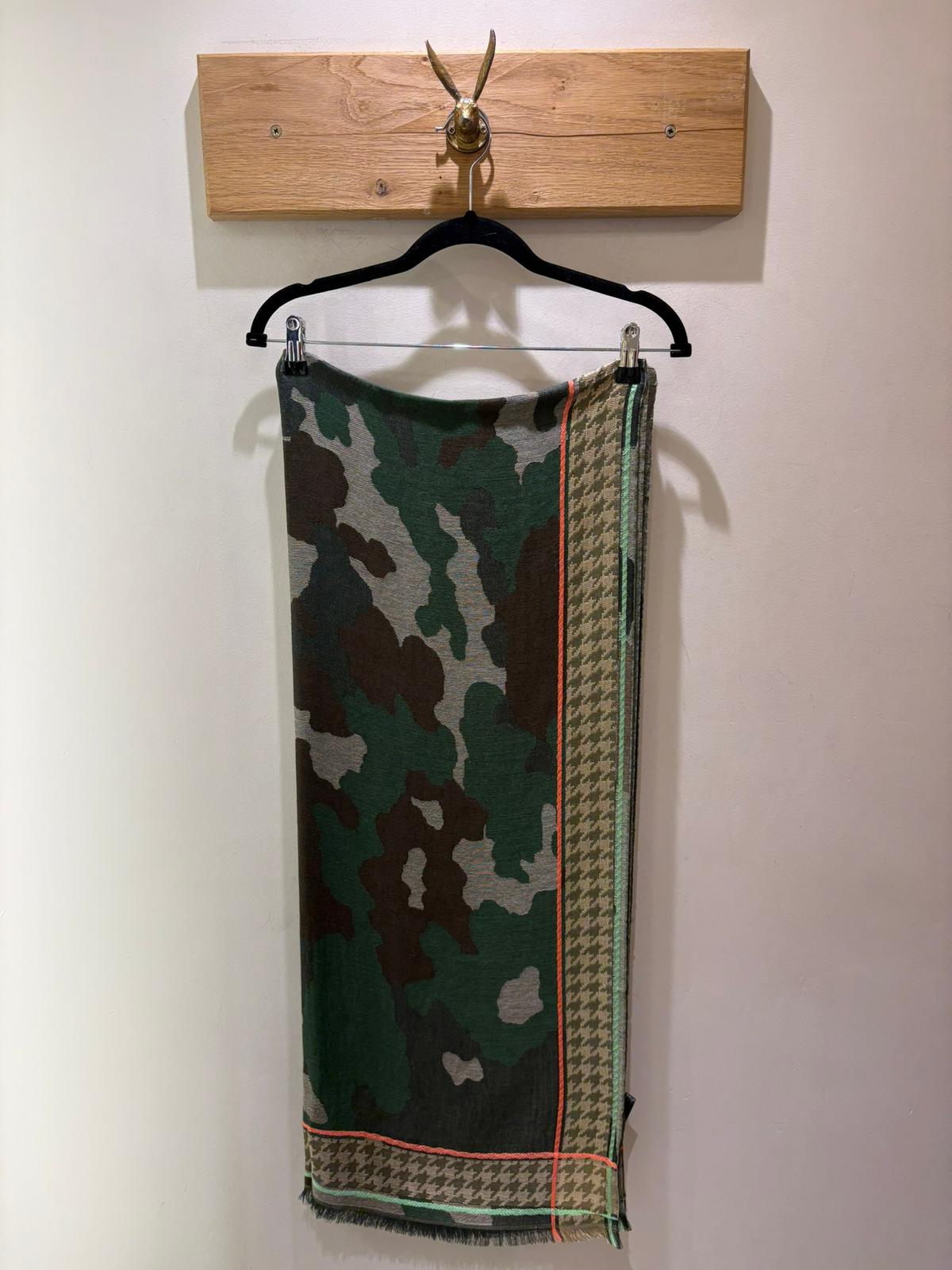 Camo Houndstooth Scarf - Green Multi