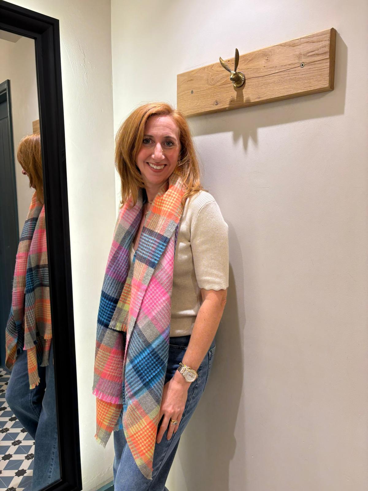 Tartan Houndstooth Scarf - Multi
