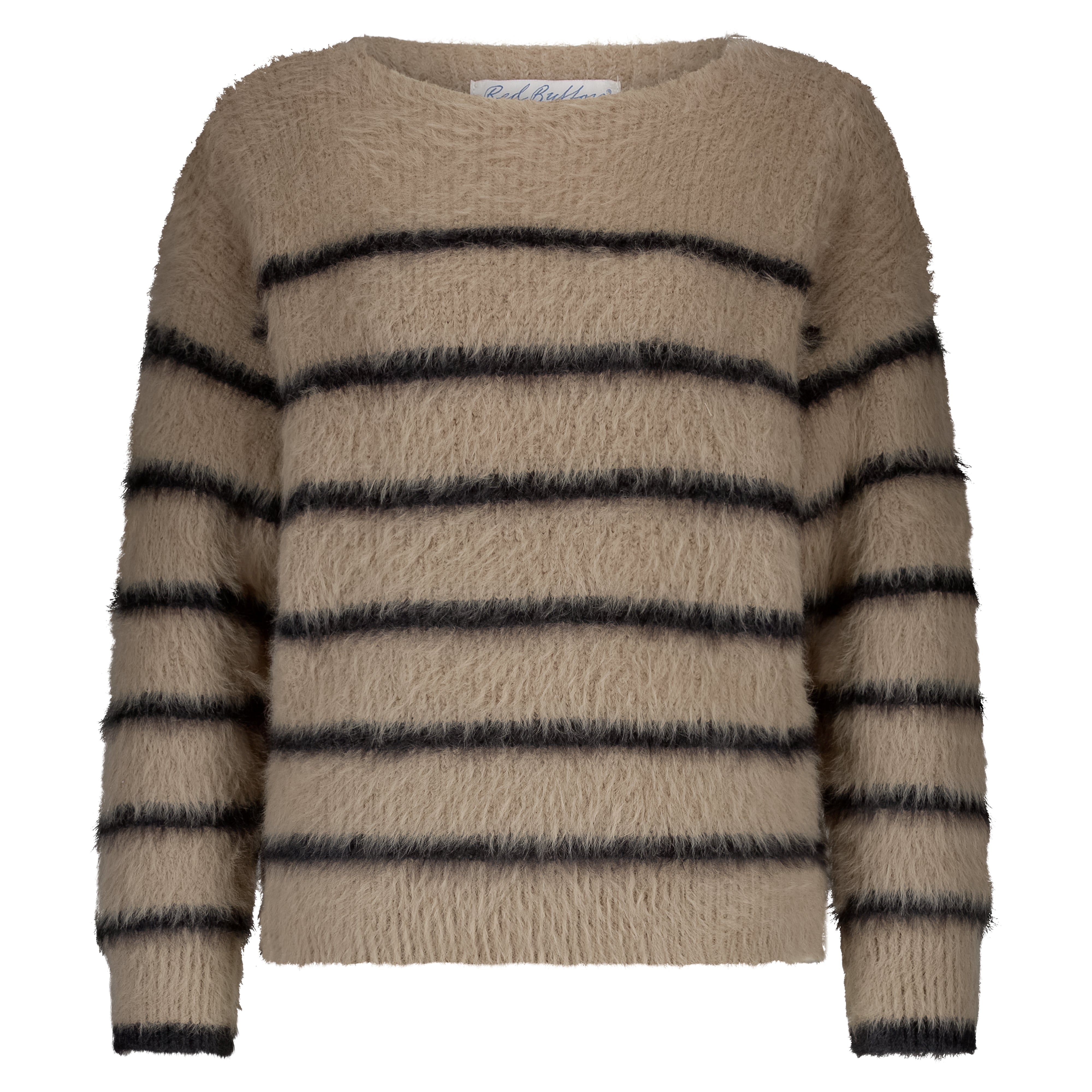 Fuzzy Stripe Jumper - Latte/Black