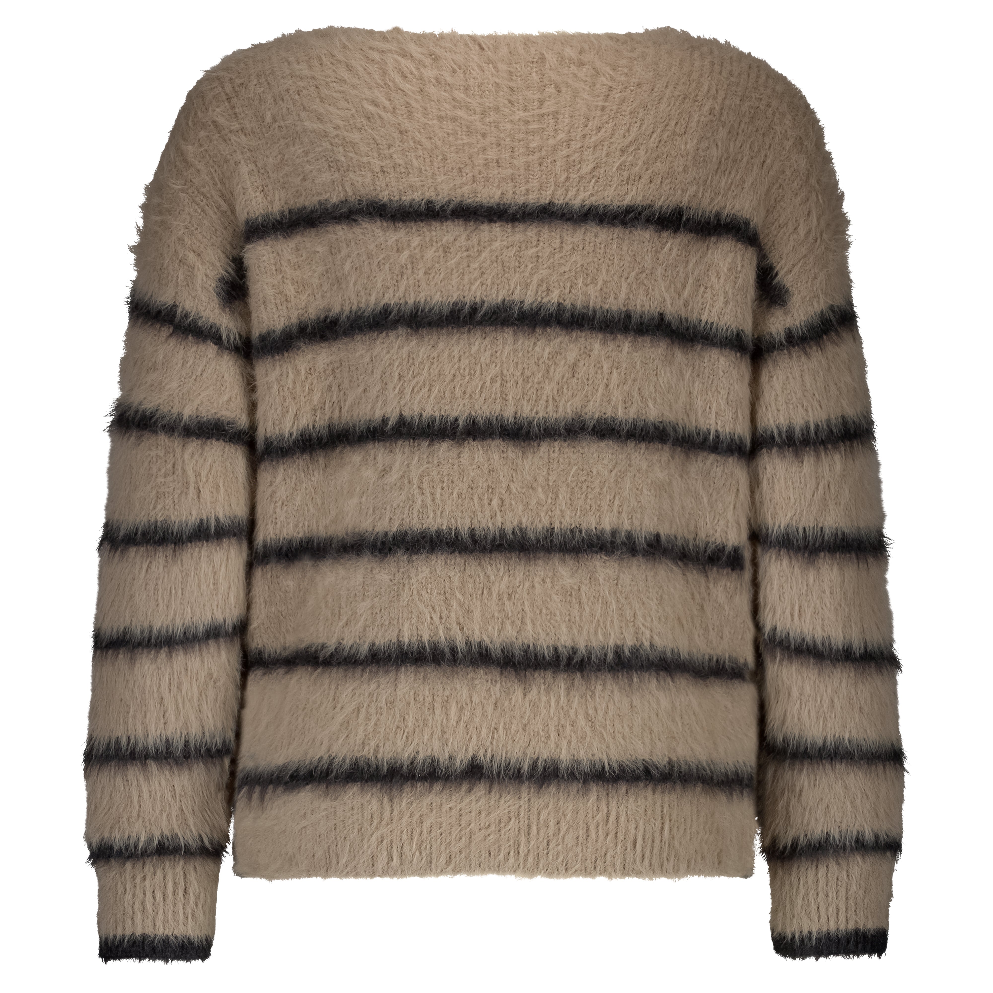 Fuzzy Stripe Jumper - Latte/Black
