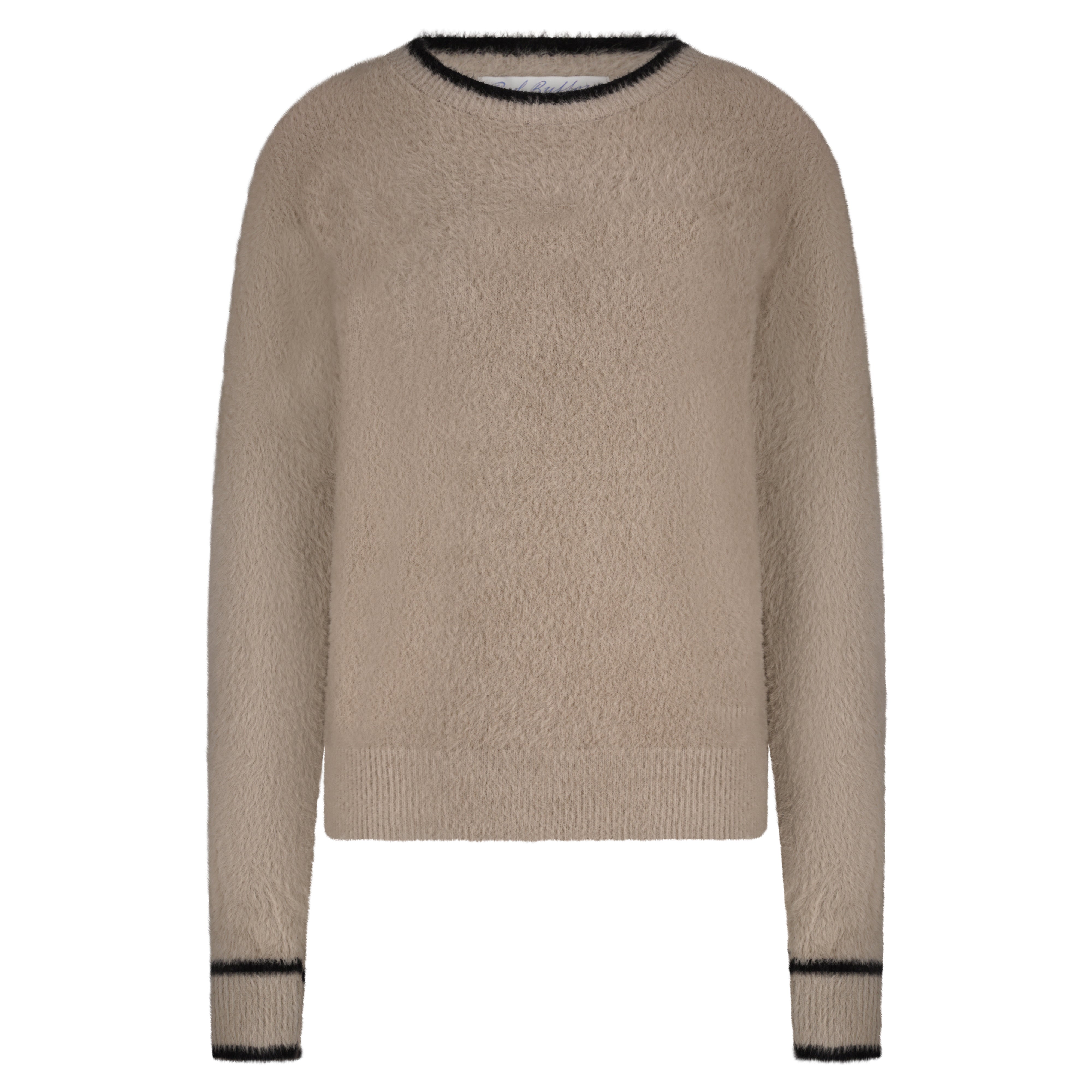 Fluffy Contrast Jumper - Clay/Black