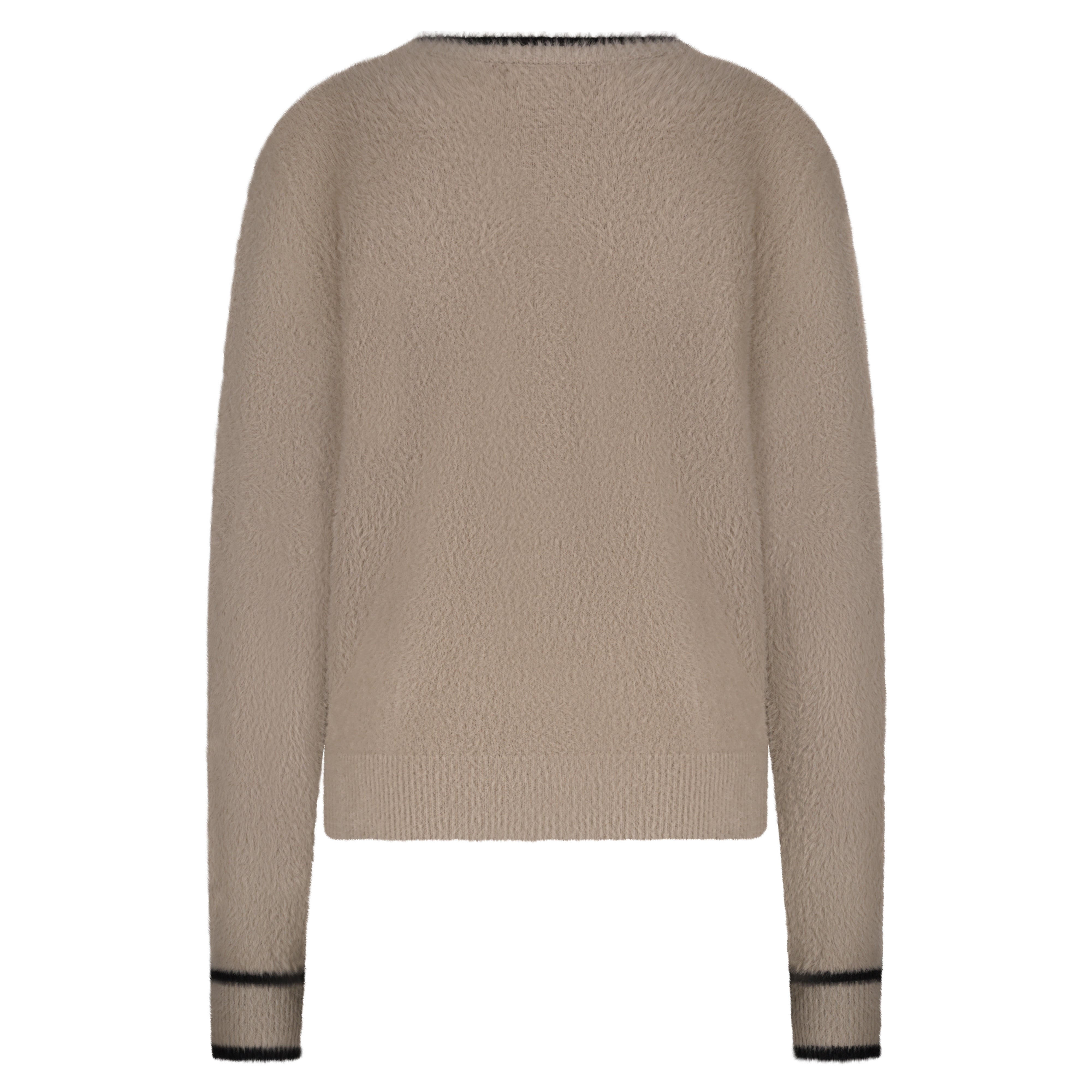 Fluffy Contrast Jumper - Clay/Black