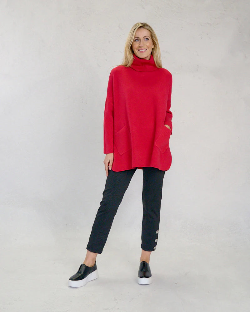 Oversized Polo Neck - Red