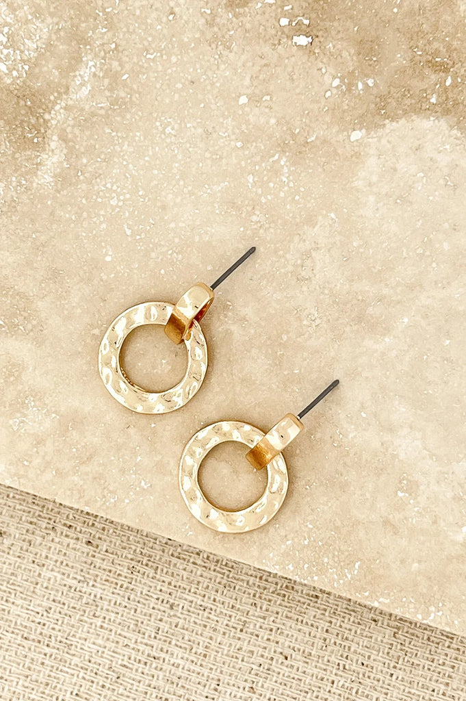 Textured Circle Earrings in Gold