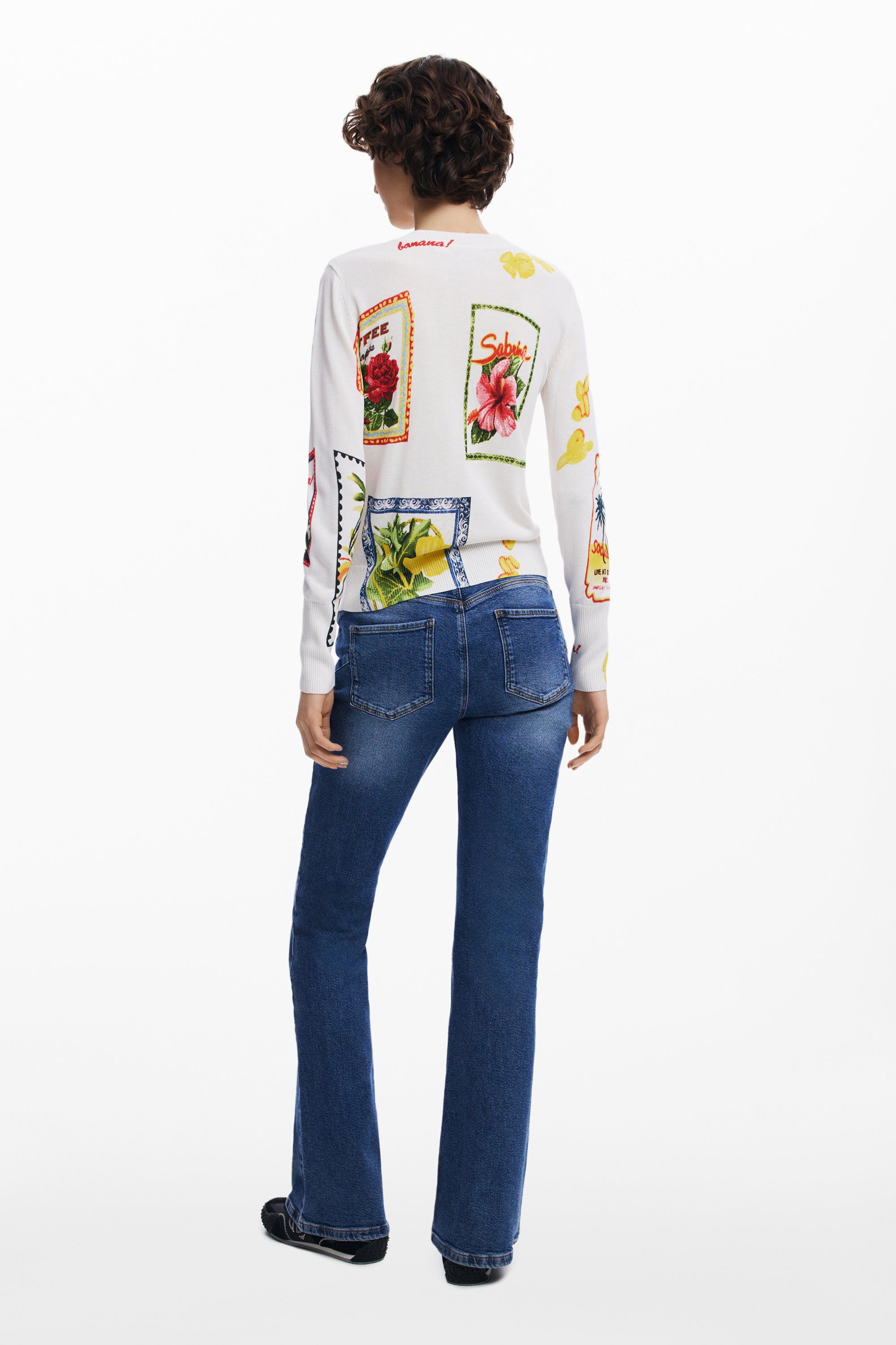 Tropical Stamp Jumper- White/Yellow