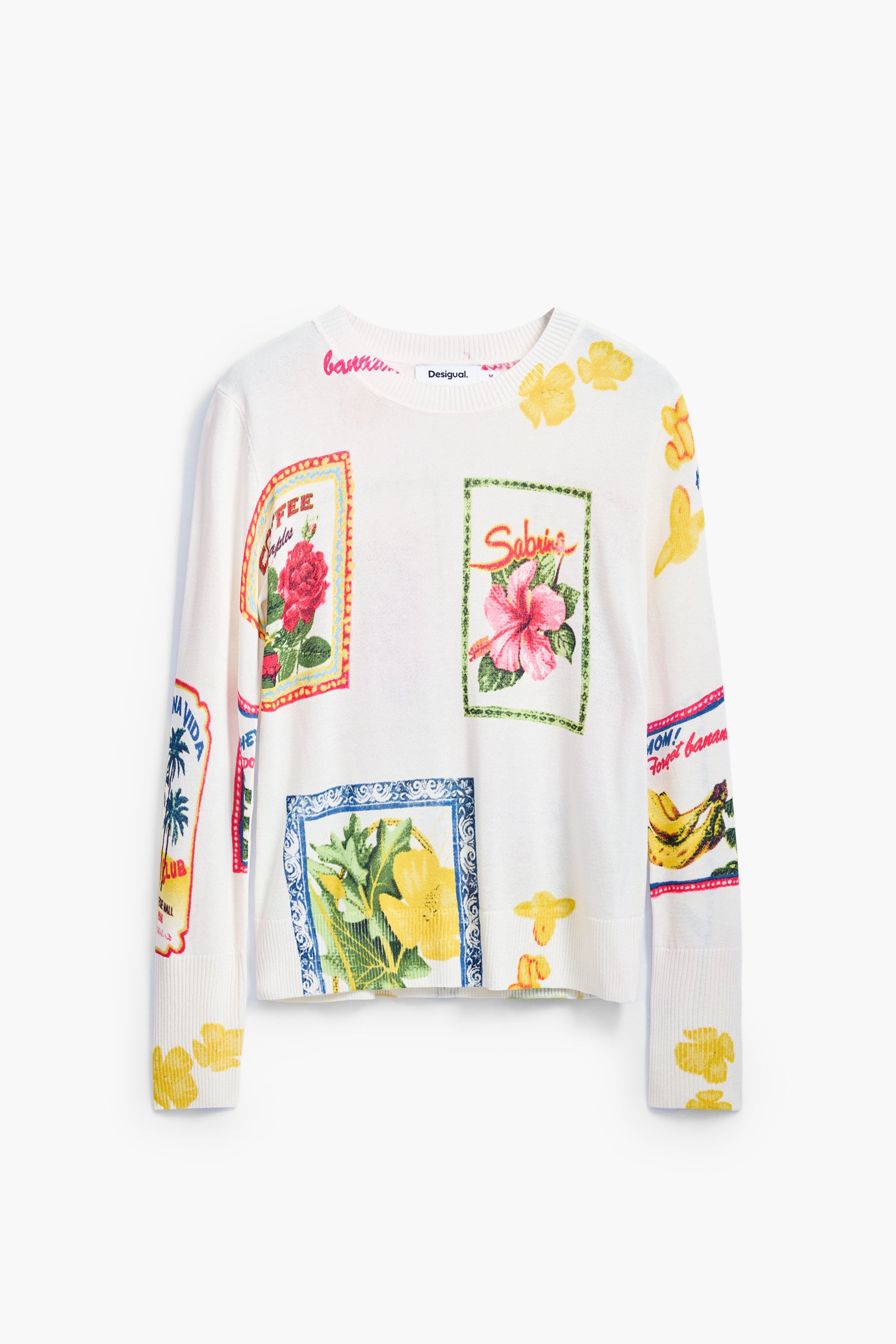 Tropical Stamp Jumper- White/Yellow