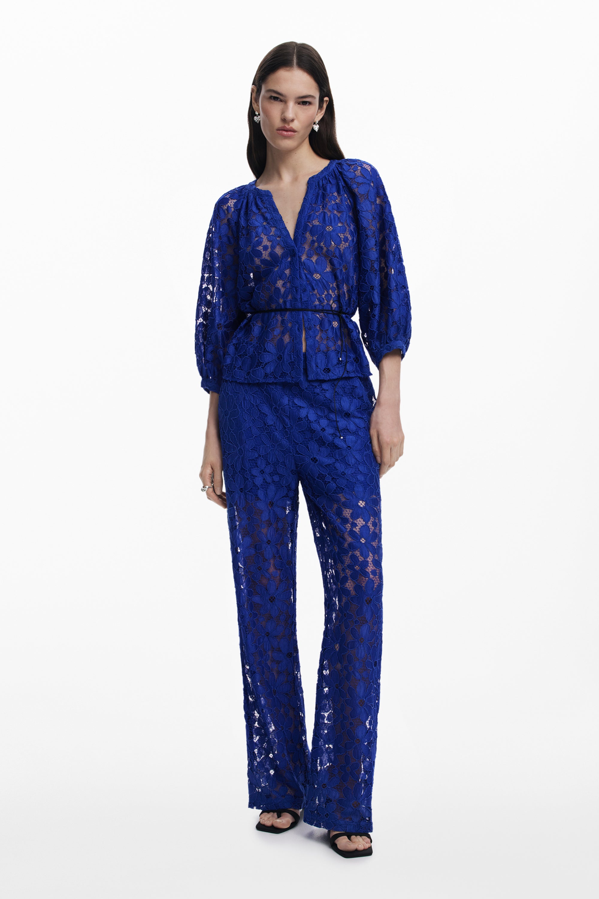 Lace Trousers - Blue