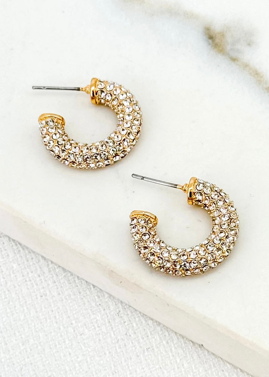 Diamante Hoop Earring - Gold