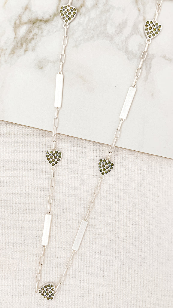 Diamante Heart Necklace in Silver