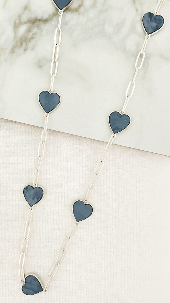 Heart Necklace in Silver/Grey