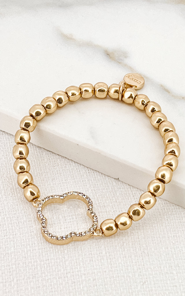 Beaded Clover Bracelet in Gold