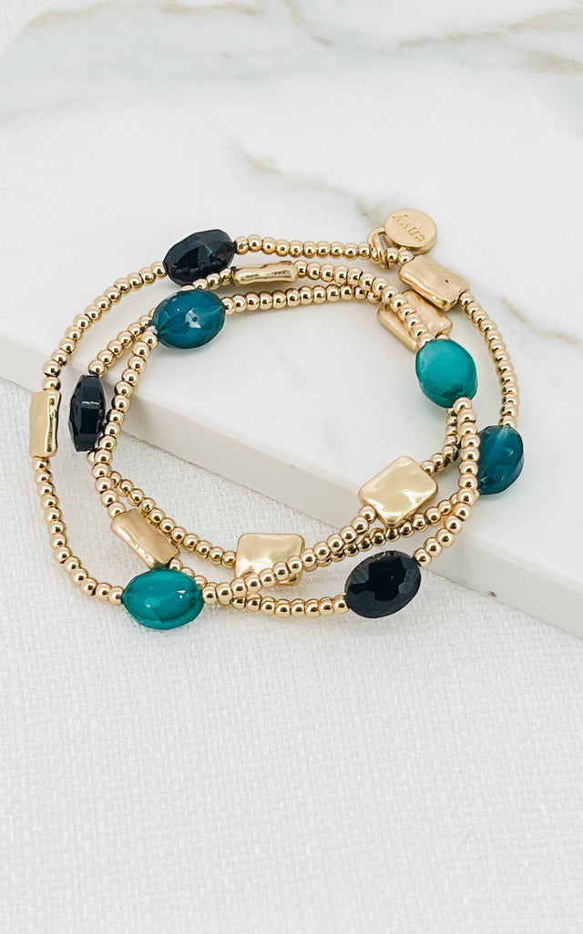 Layered Bracelet in Teal/Gold